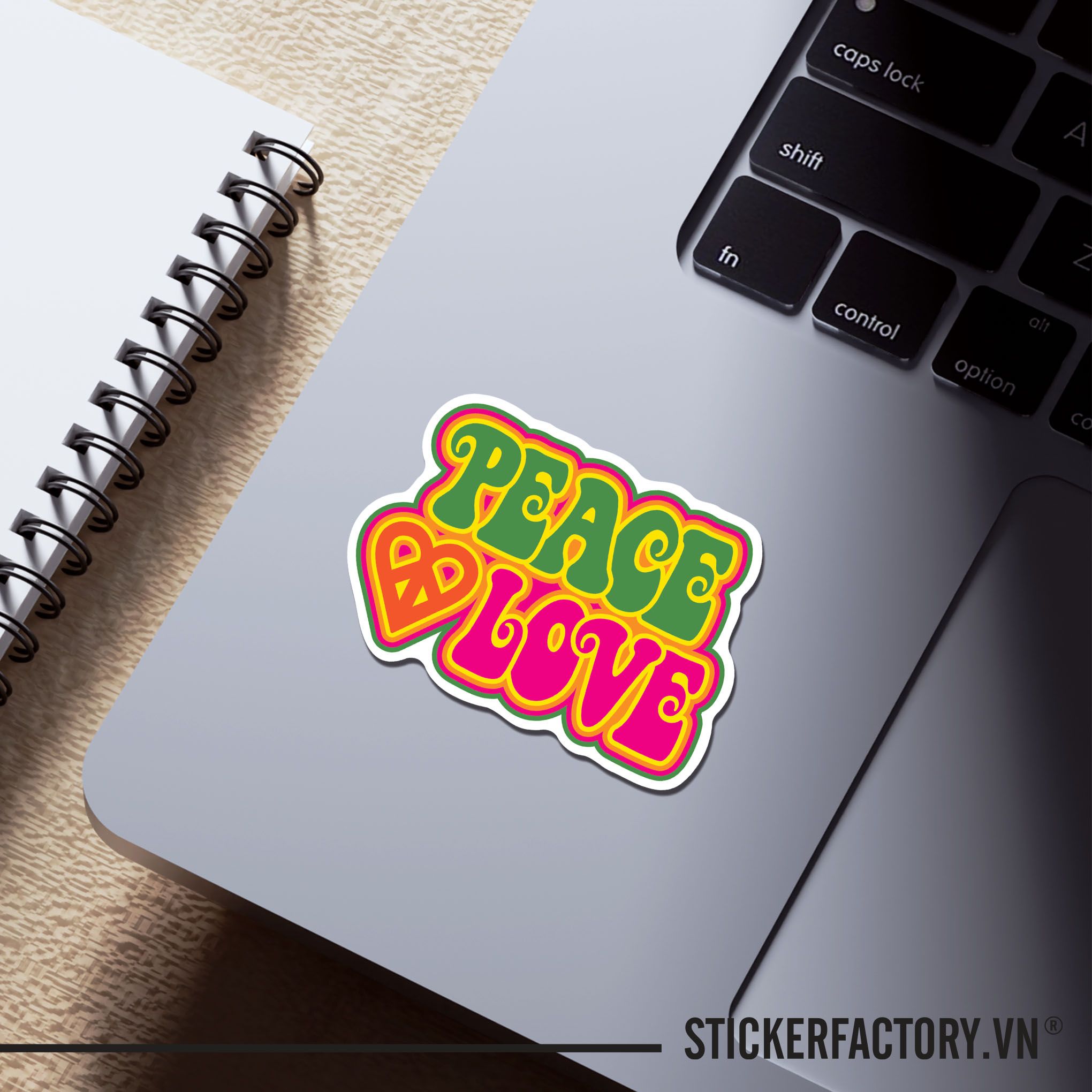 PEACE LOVE 7cm - Sticker Die-cut hình dán cắt rời
