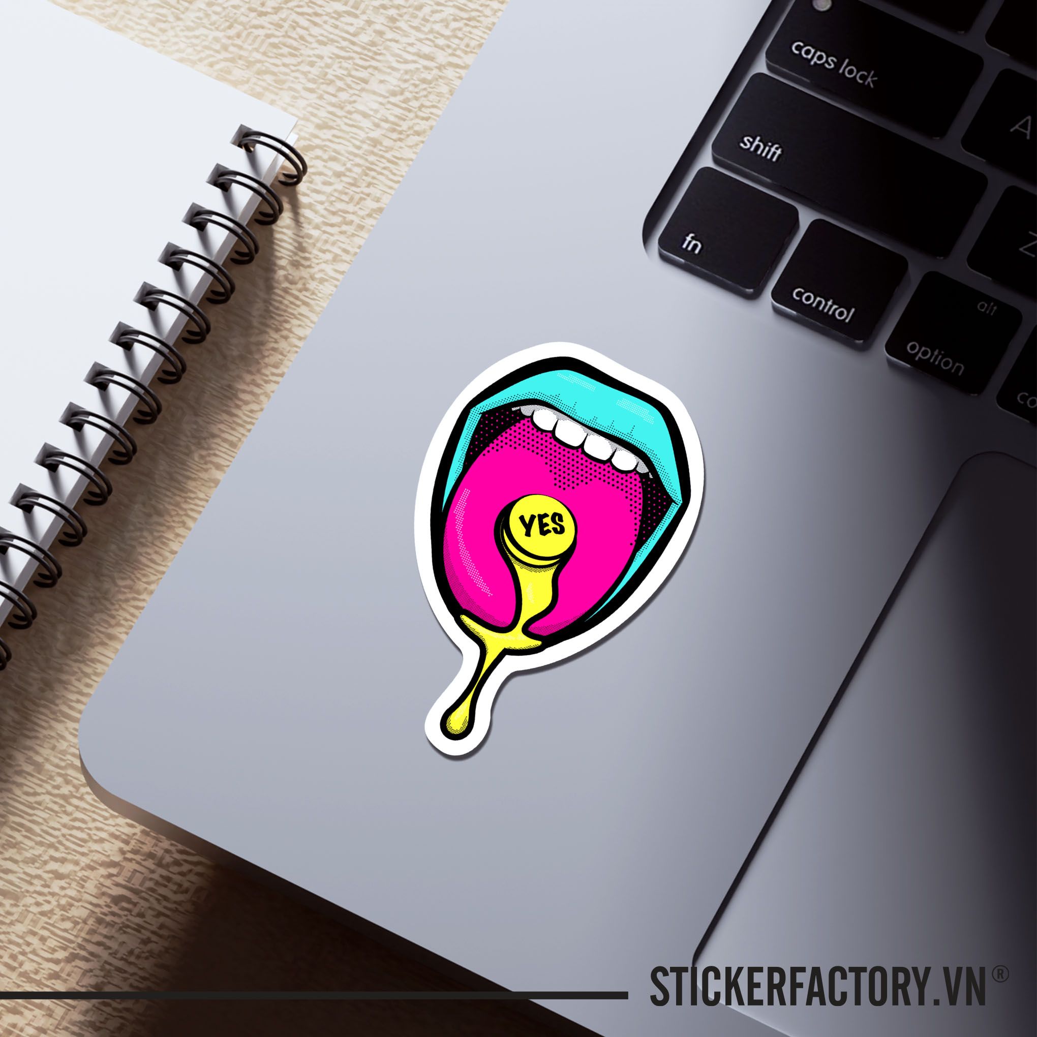 POP ART YES MOUTH 7cm - Sticker Die-cut hình dán cắt rời