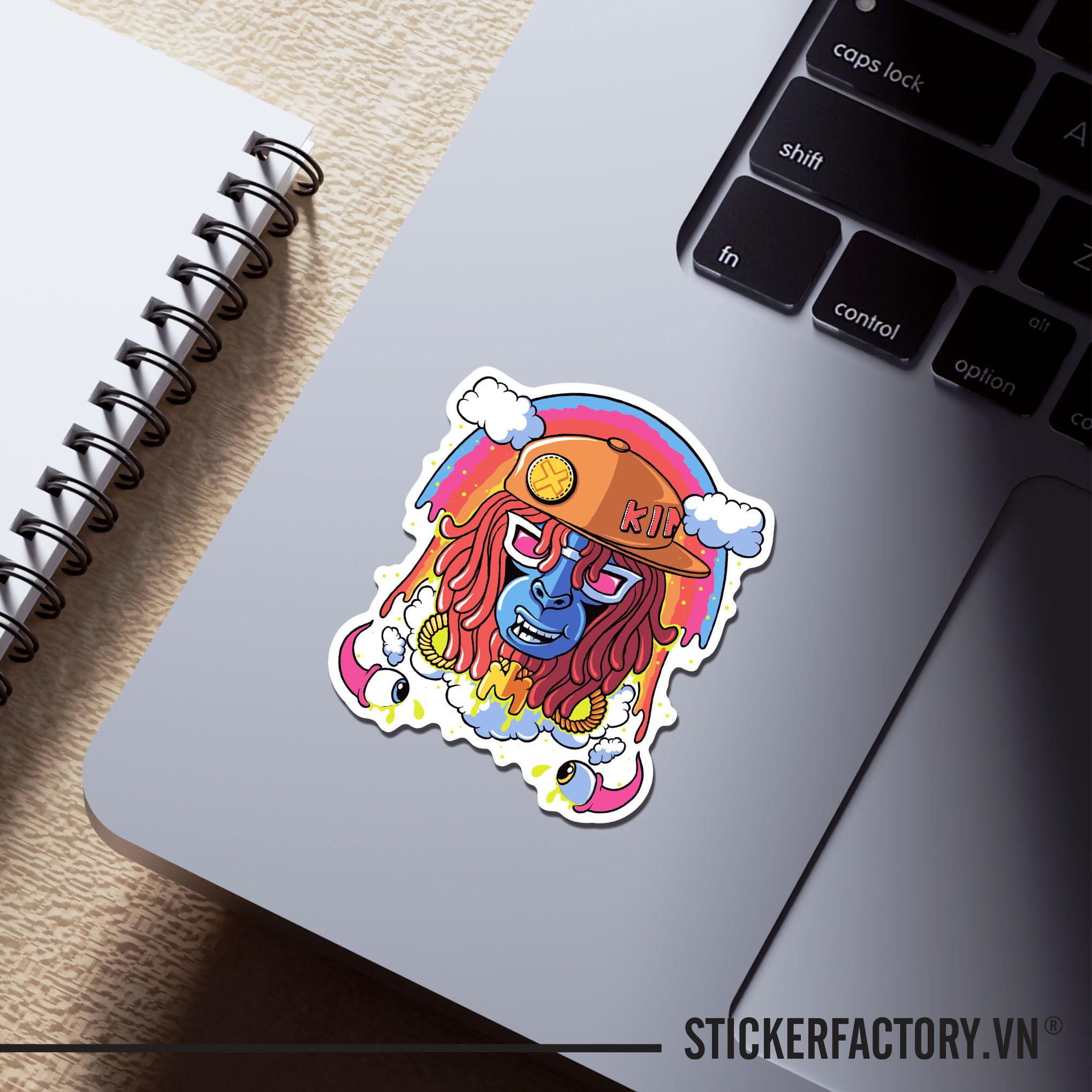 MONKEY RAINBOW CARTOON 7cm - Sticker Die-cut hình dán cắt rời