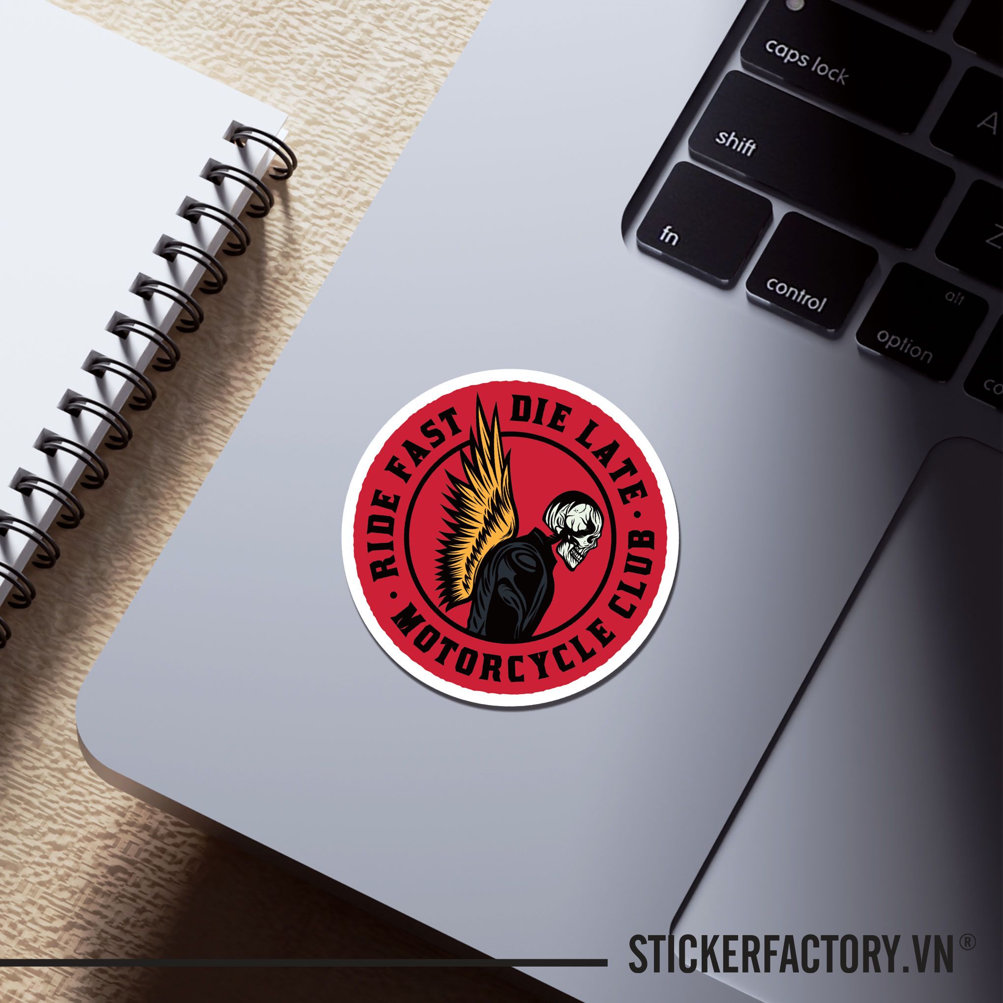 RIDE FAST DIE LATE 7cm - Sticker Die-cut hình dán cắt rời