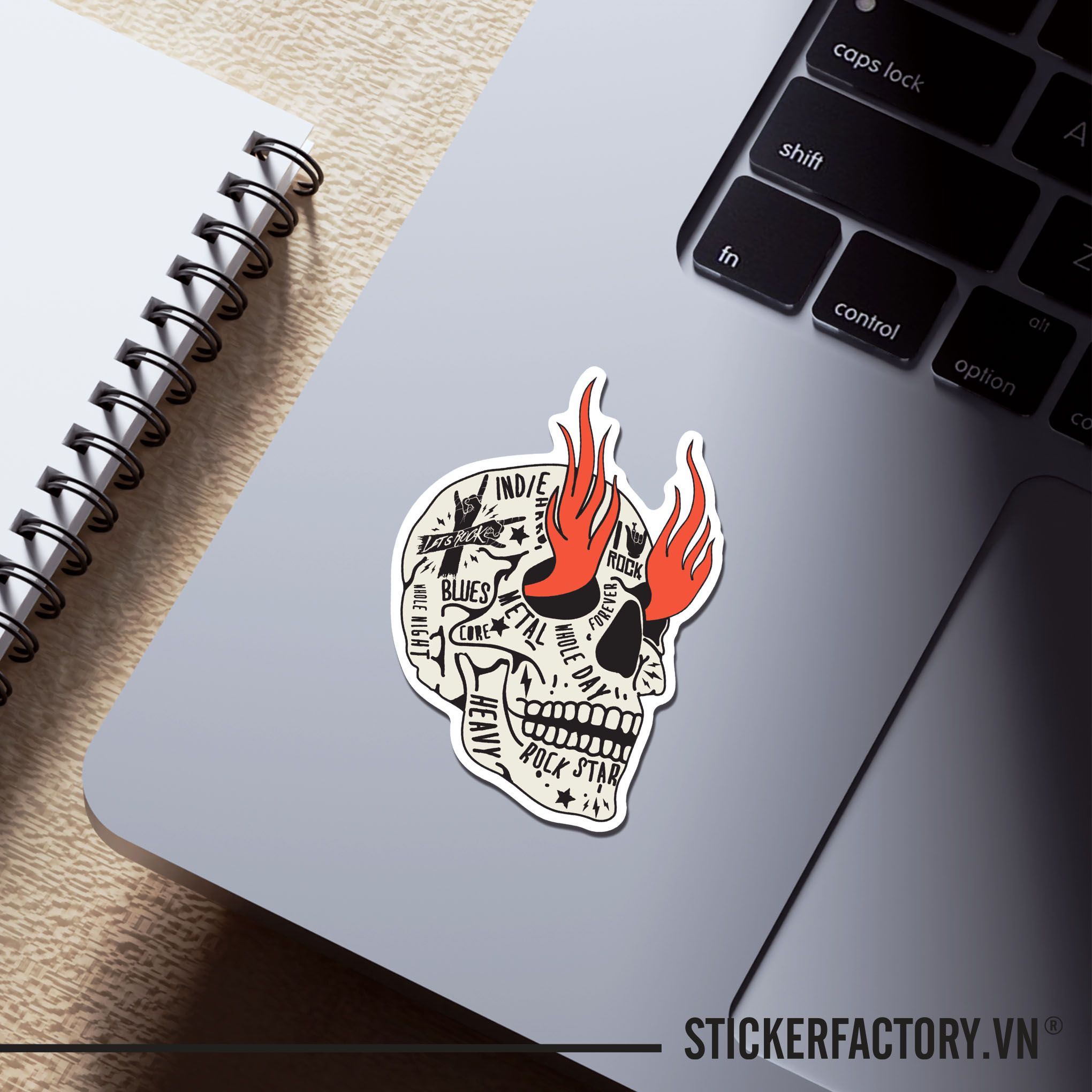ROCK SKULL 7cm - Sticker Die-cut hình dán cắt rời