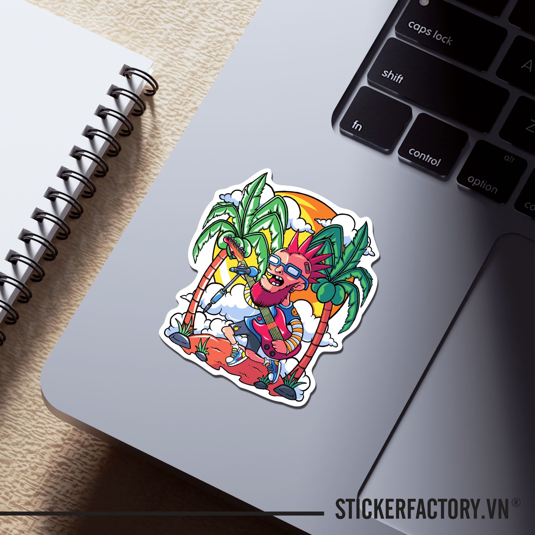 ROCK AND ROLL CARTOON 7cm - Sticker Die-cut hình dán cắt rời