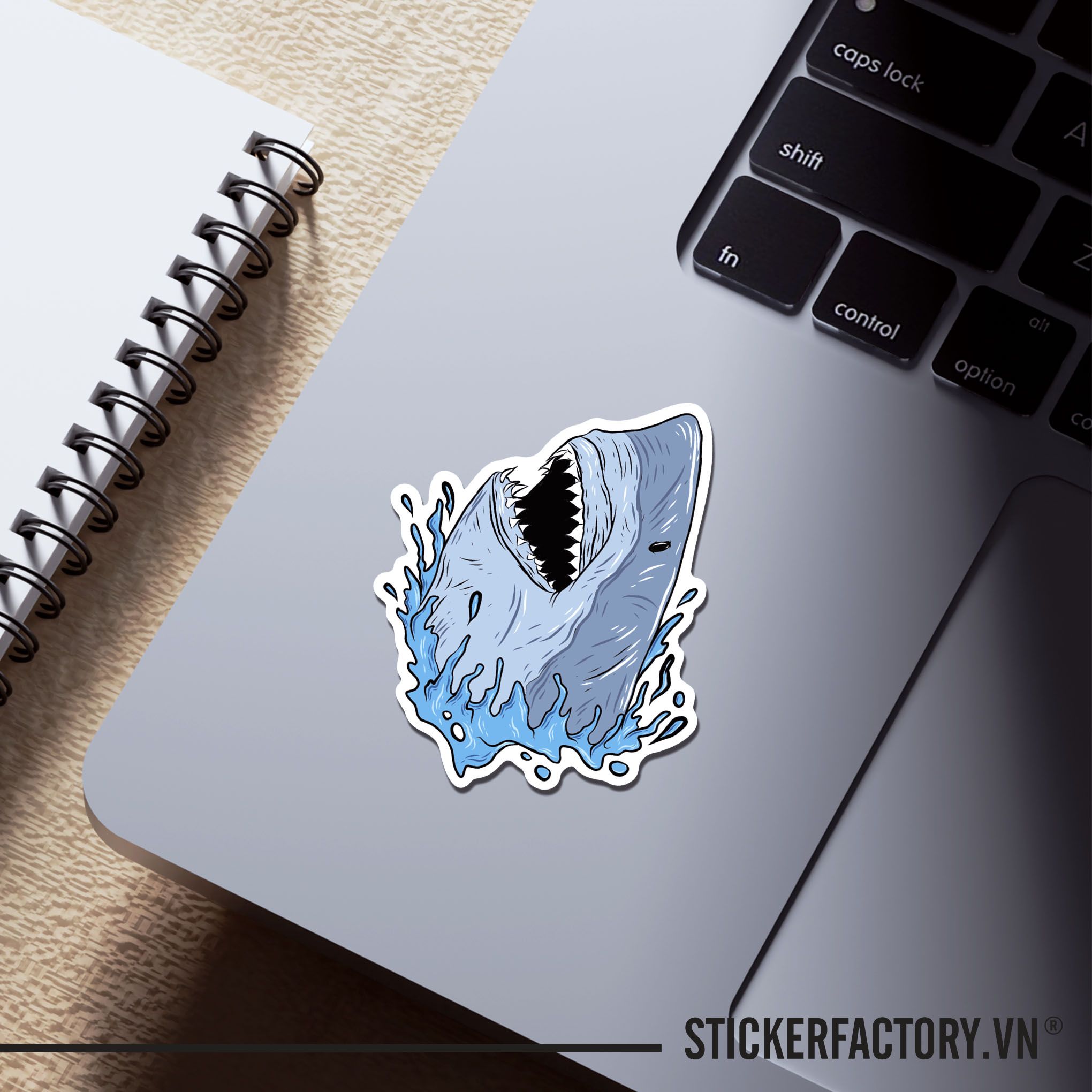 SCARY SMILE SHARK 7cm - Sticker Die-cut hình dán cắt rời