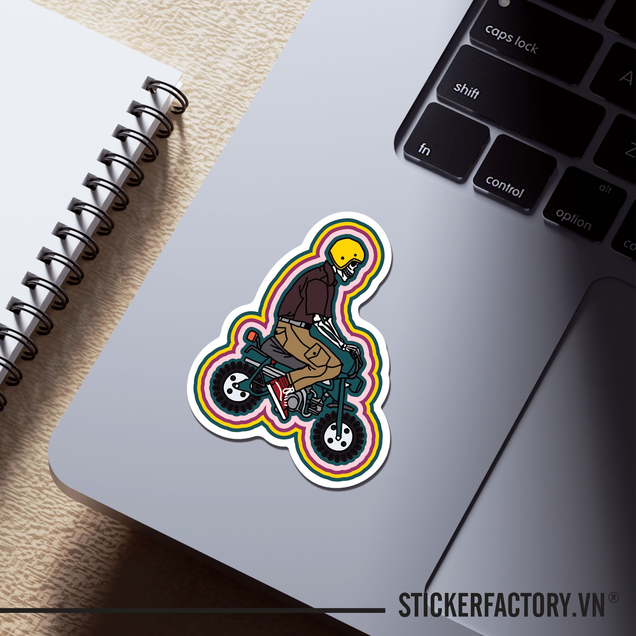 SKELETON BIKER 7cm - Sticker Die-cut hình dán cắt rời