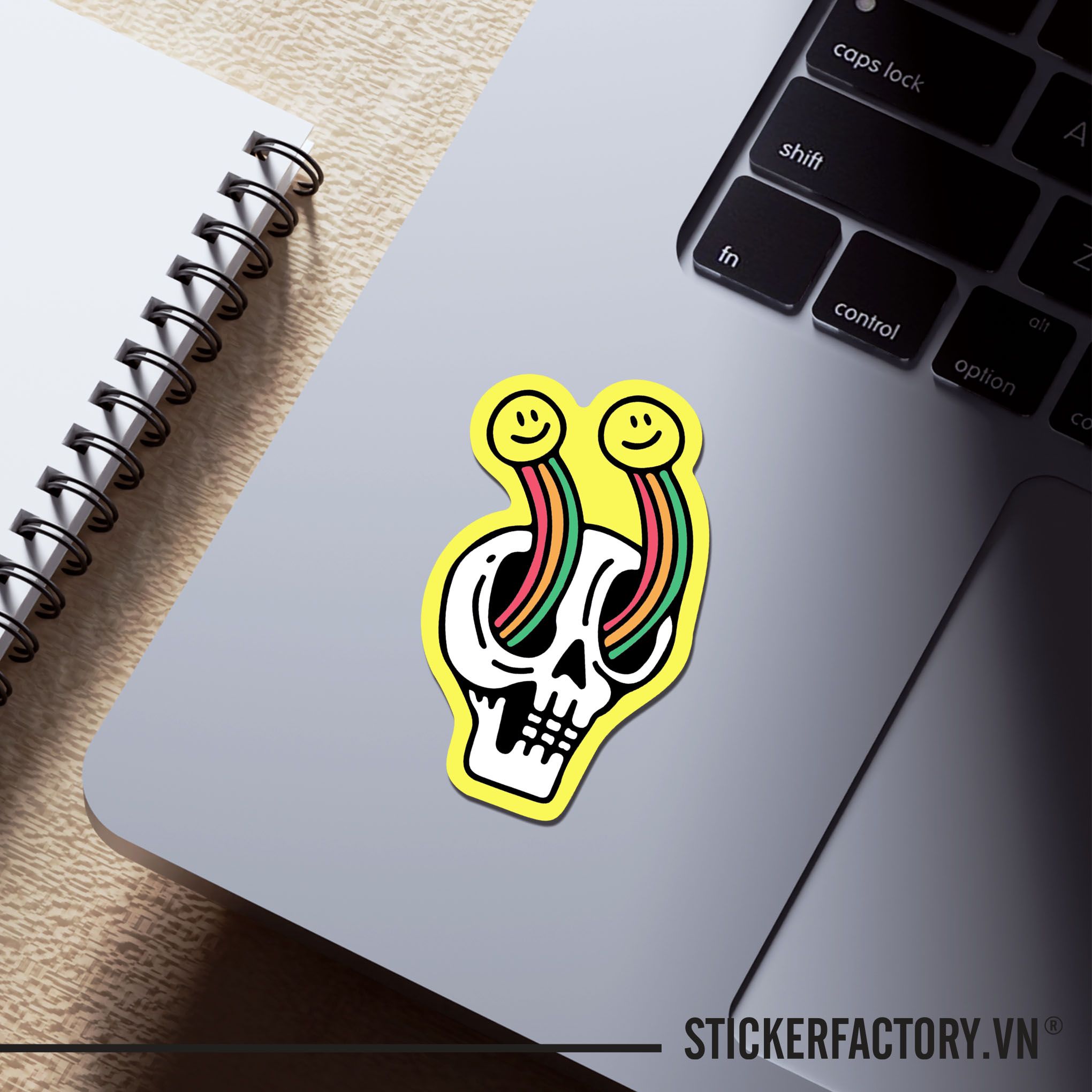 SMILE RAINBOW SKULL 7cm - Sticker Die-cut hình dán cắt rời