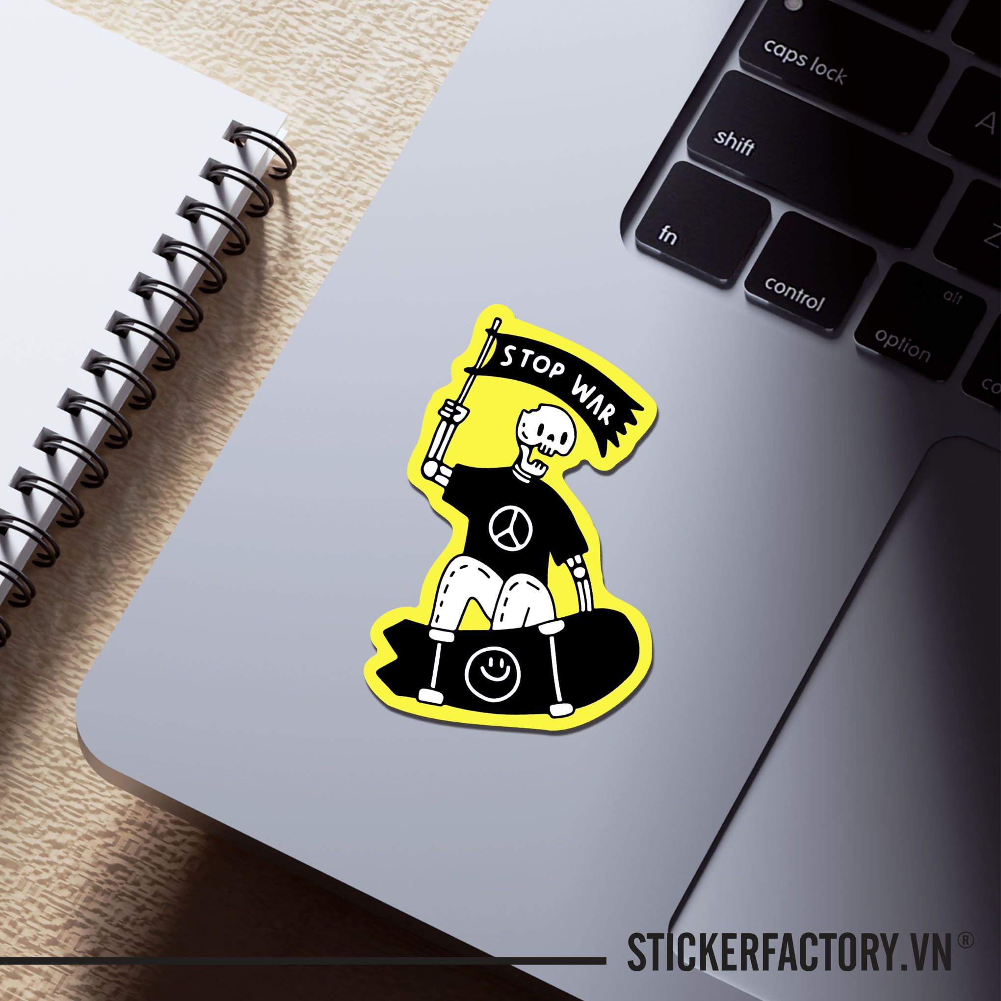 STOP WAR SKELETON 7cm - Sticker Die-cut hình dán cắt rời