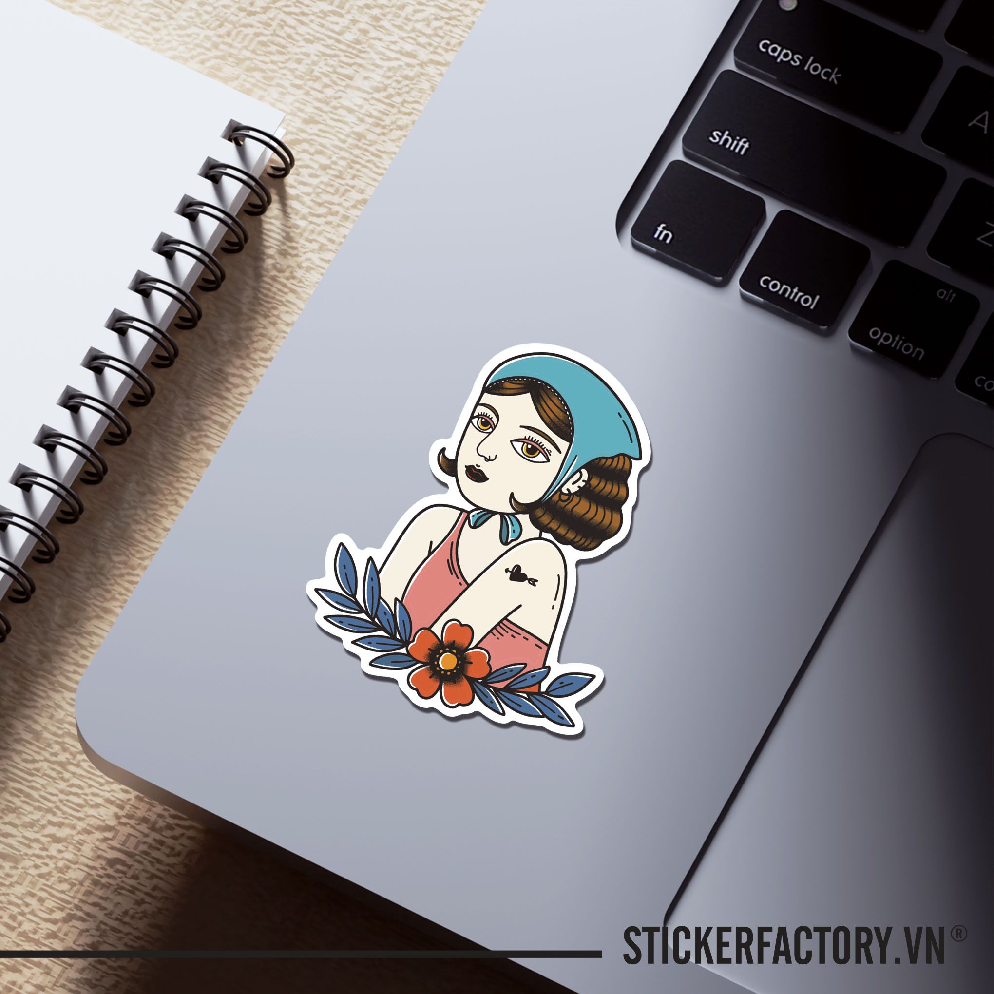TATTOO GIRL 7cm - Sticker Die-cut hình dán cắt rời