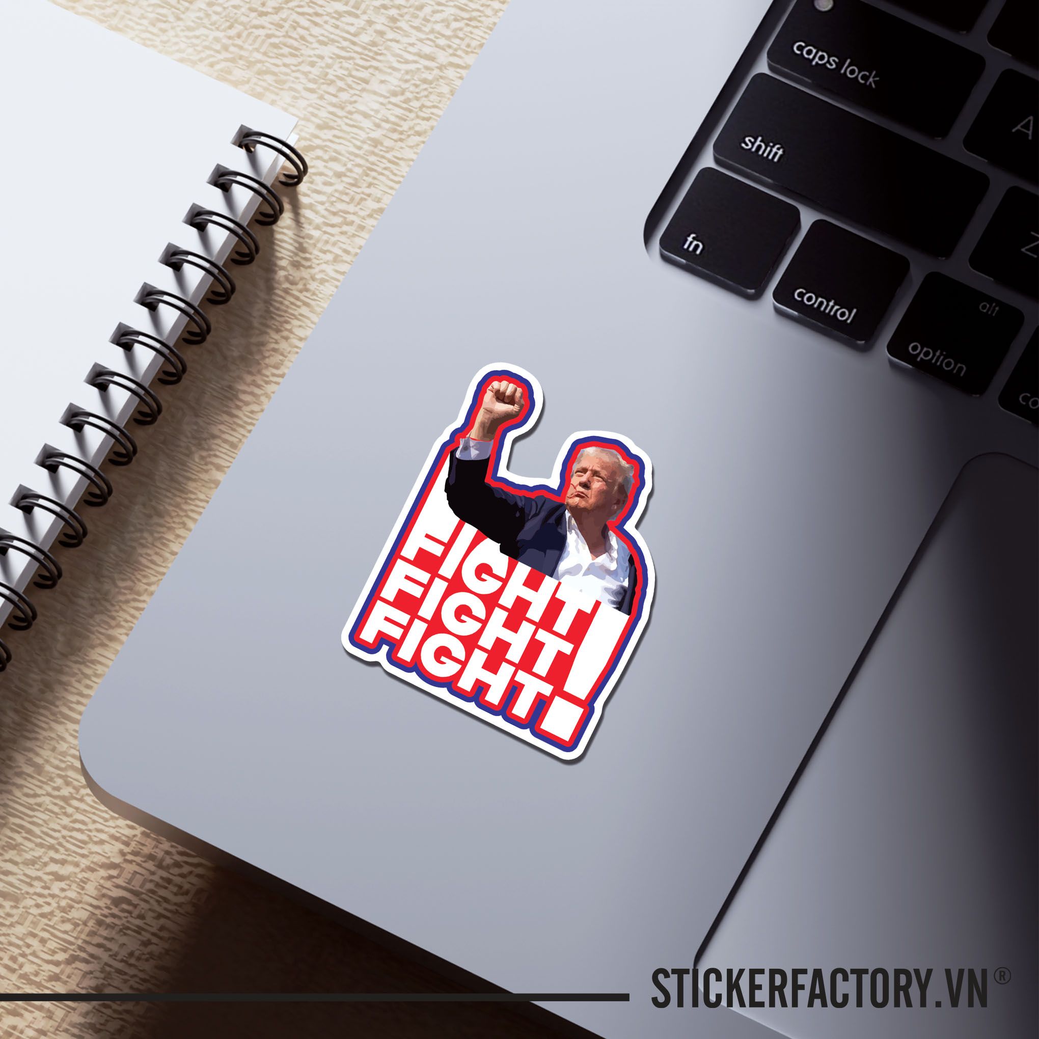 TRUMP FIGHT FIGHT FIGHT 7cm - Sticker Die-cut hình dán cắt rời