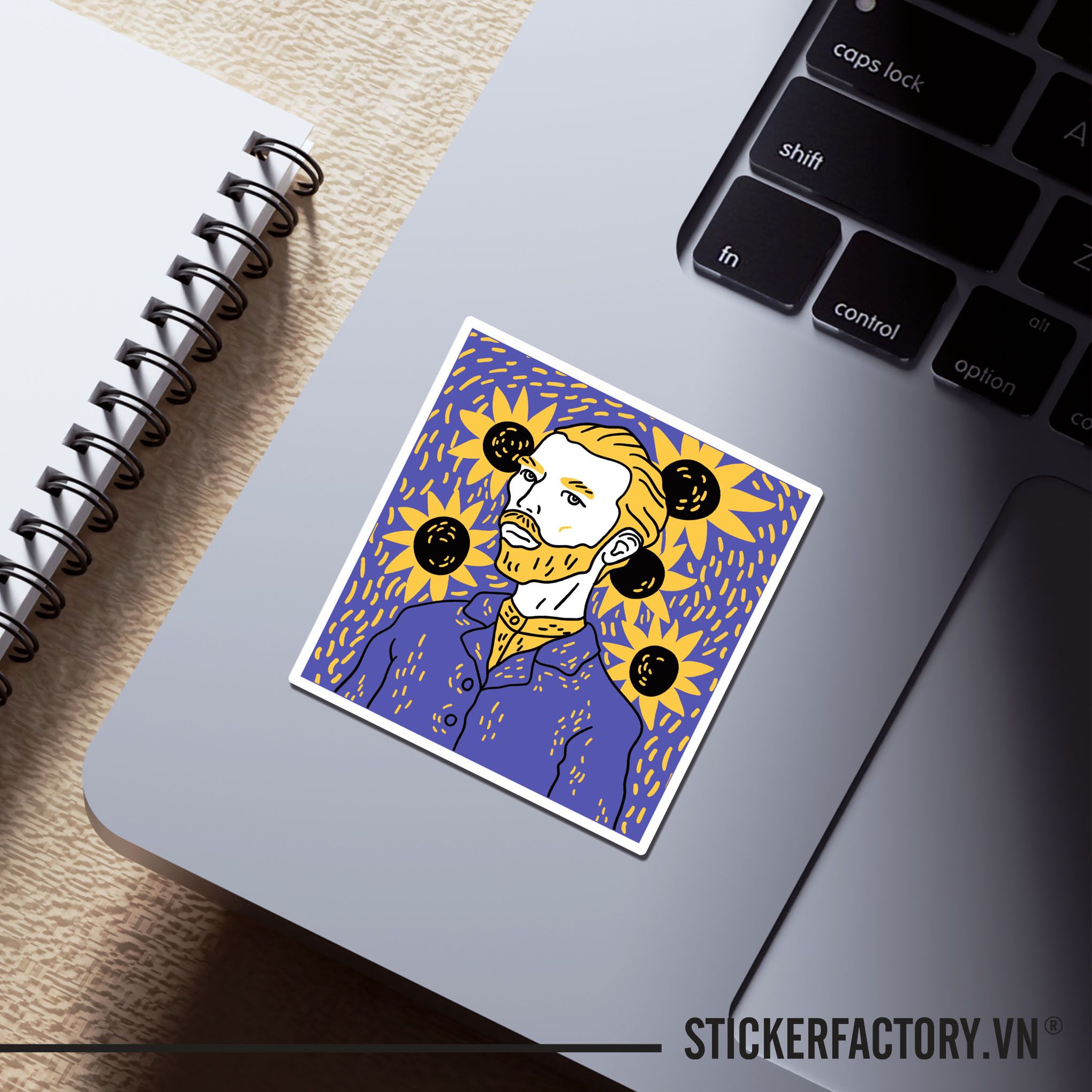 VINCENT VAN GOGH PORTRAIT 7cm - Sticker Die-cut hình dán cắt rời