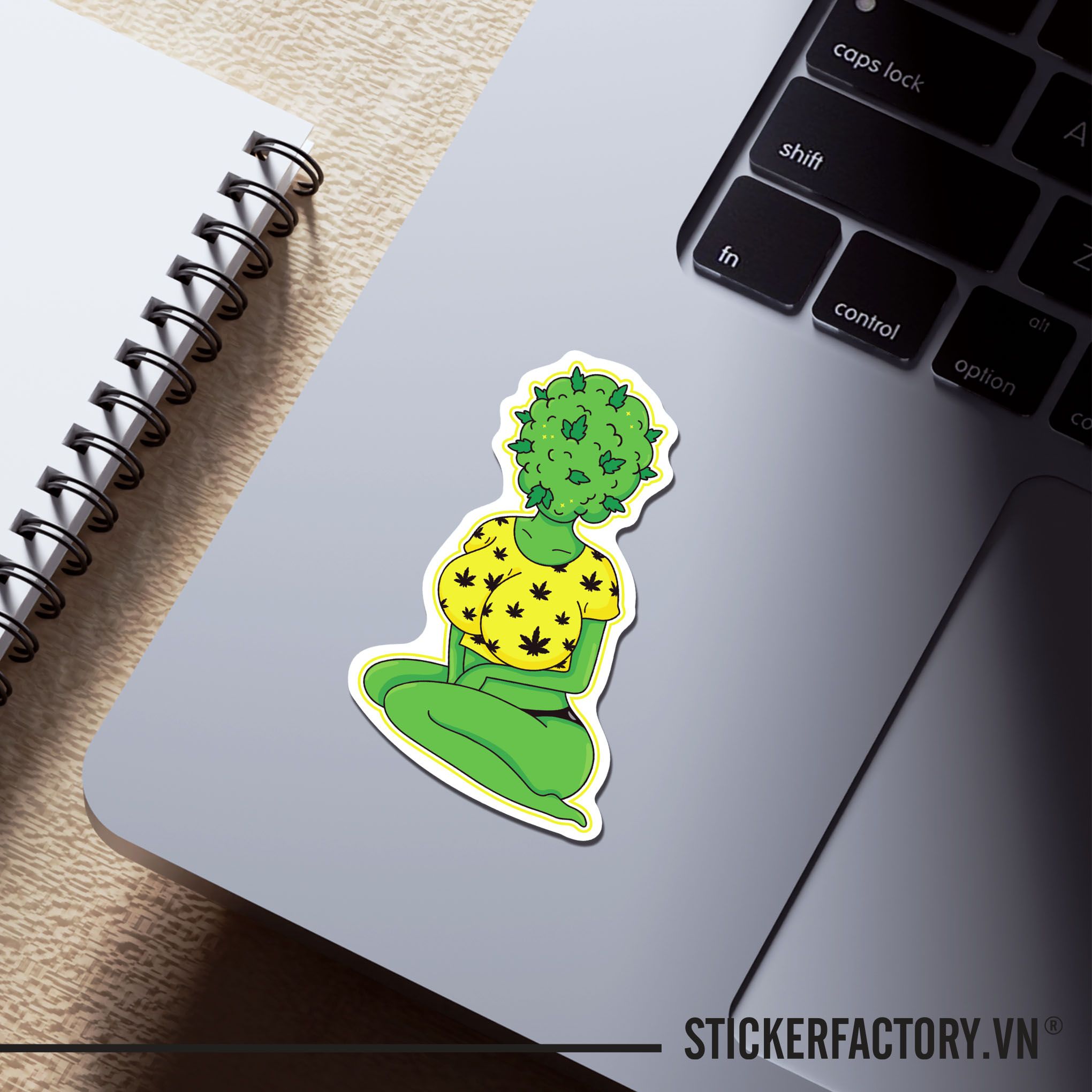 WEED BUD HEAD WOMAN 7cm - Sticker Die-cut hình dán cắt rời