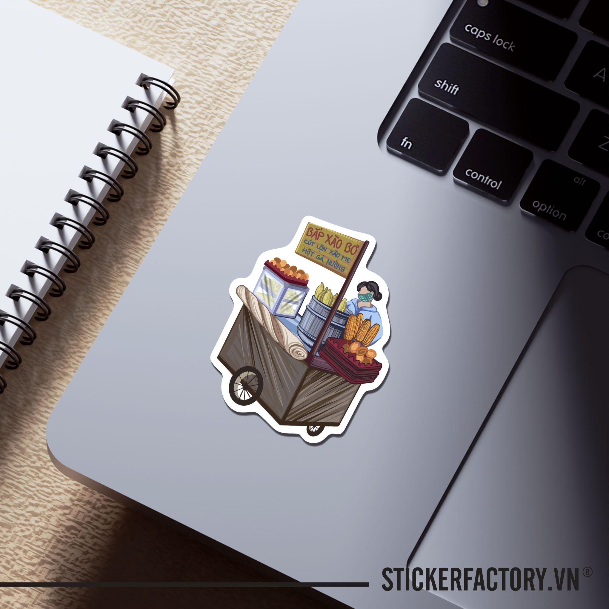 XE BÁN HỘT VỊT LỘN BẮP XÀO 7cm - Sticker Die-cut hình dán cắt rời