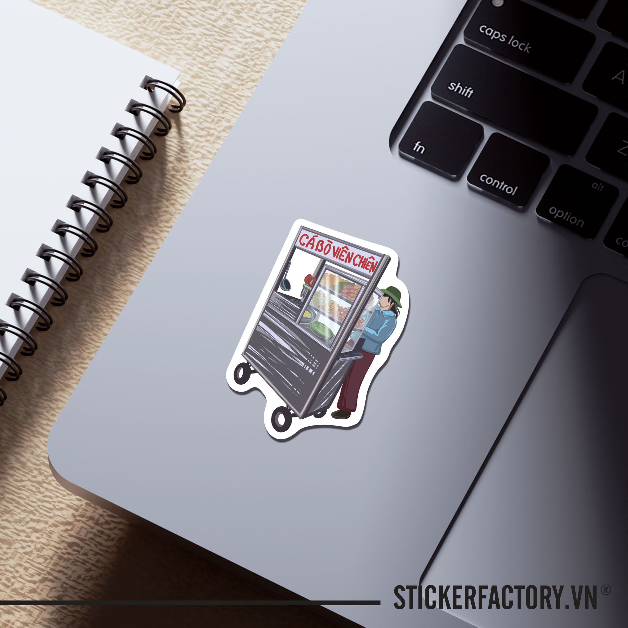XE BÁN CÁ VIÊN CHIÊN 7cm - Sticker Die-cut hình dán cắt rời