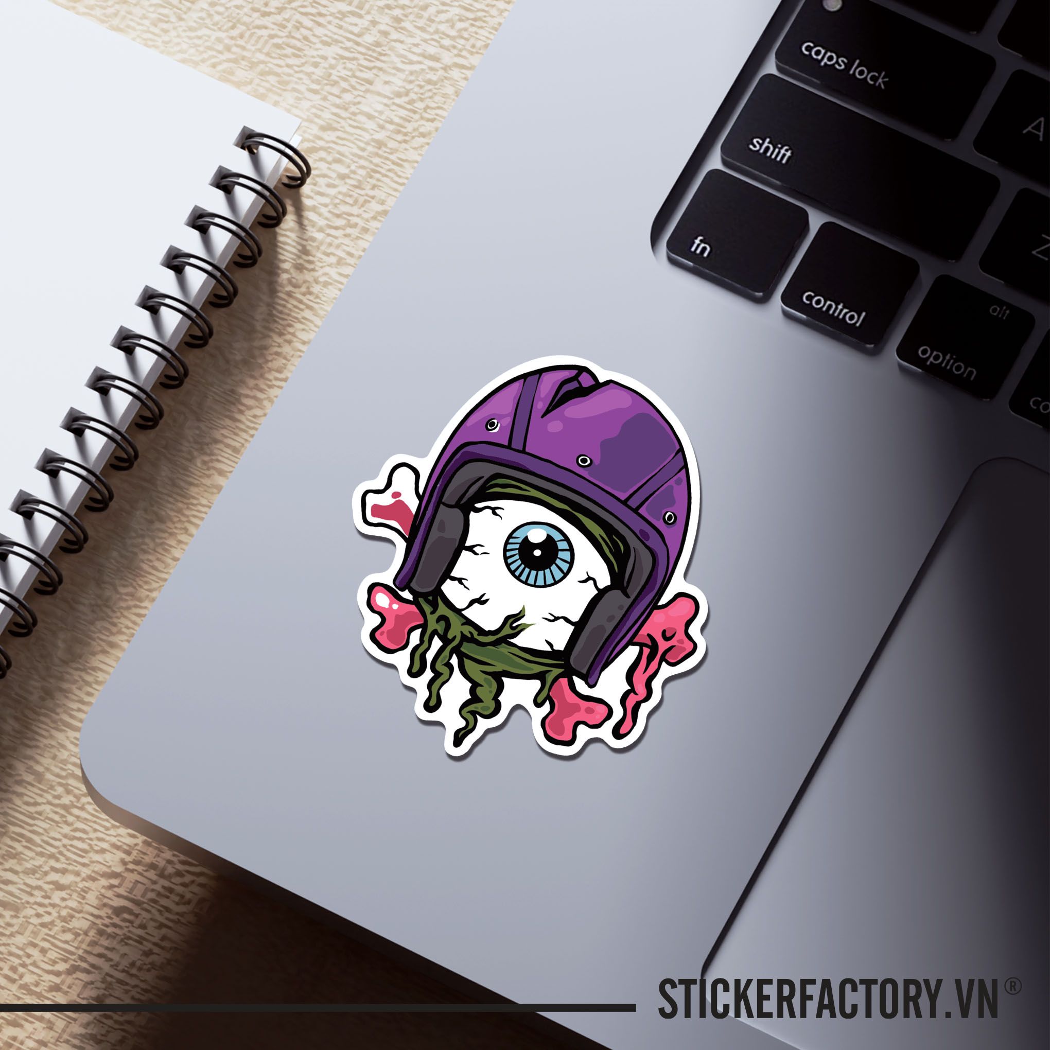 ZOMBIE EYE HELMET 7cm - Sticker Die-cut hình dán cắt rời
