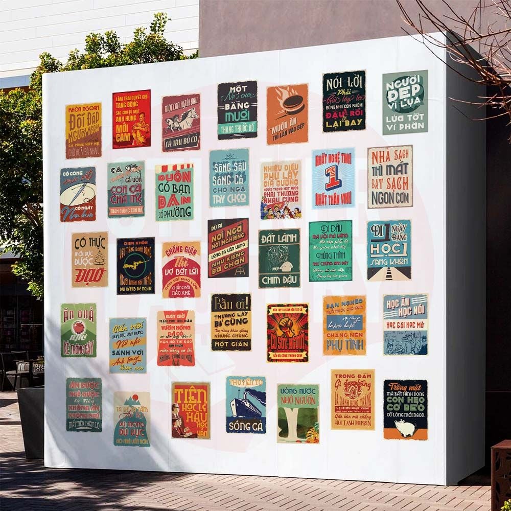 PROPAGANDA CA DAO TỤC NGỮ VIỆT NAM - Set 50 Poster A4 dán tường trang trí