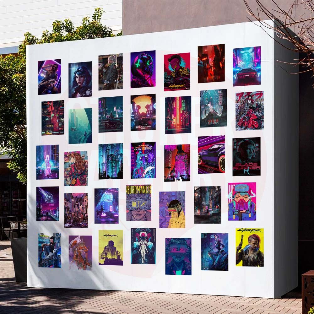 CYPERPUNK - Set 50 Poster A4 dán tường trang trí