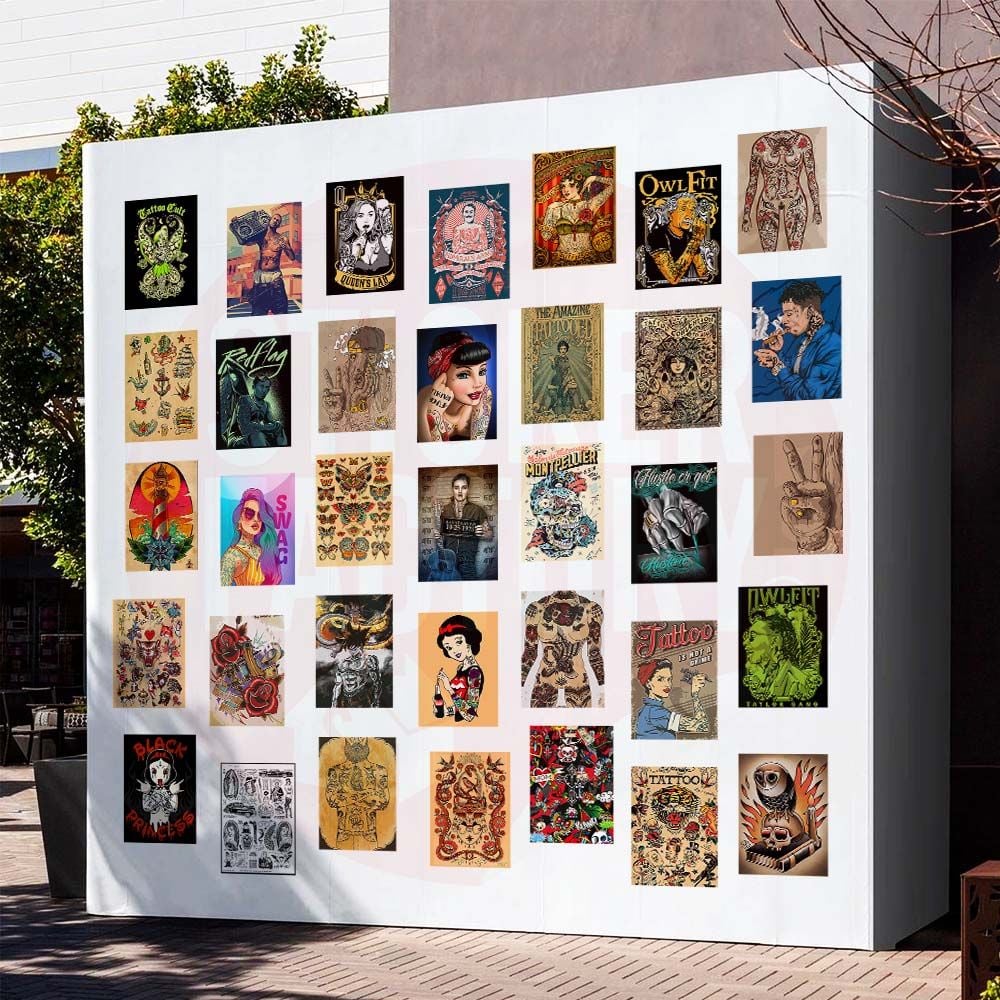 TATTOO - Set 50 Poster A4 dán tường trang trí