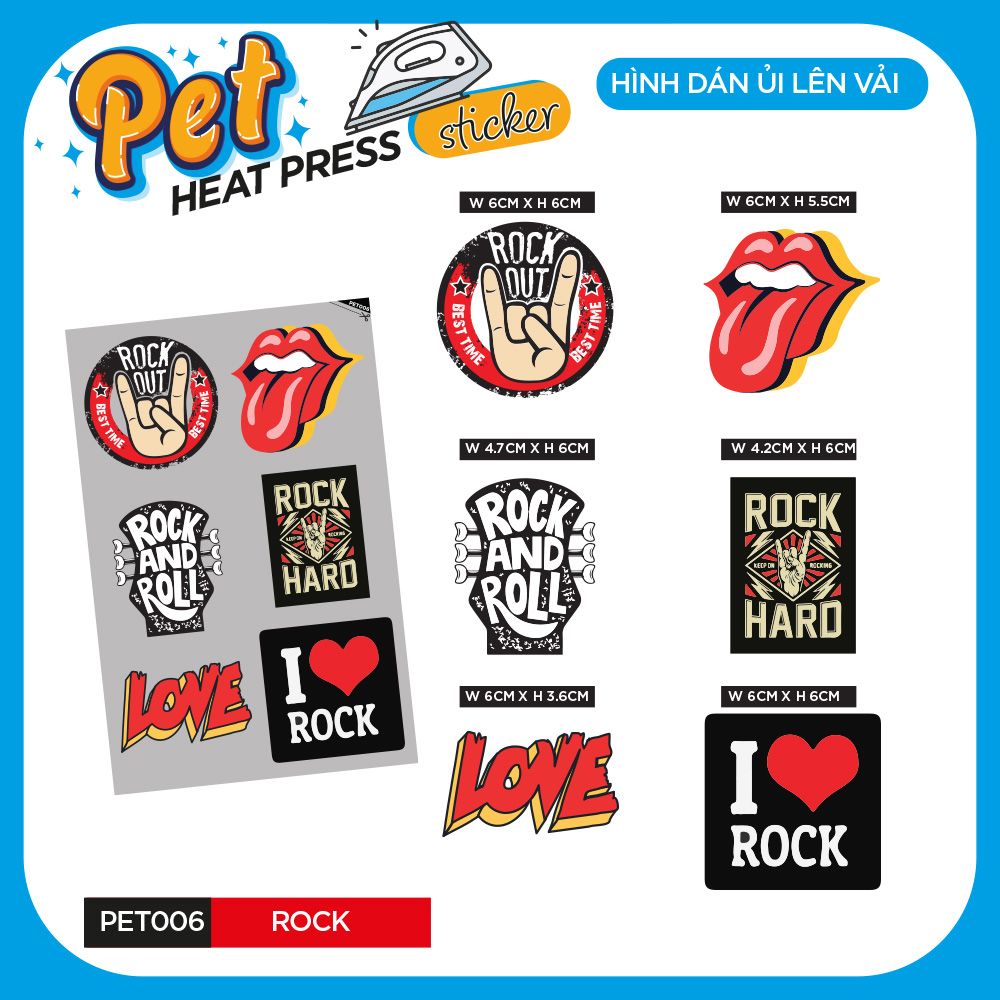 PET006 - ROCK - Heatpress sticker - Hình dán chuyển nhiệt