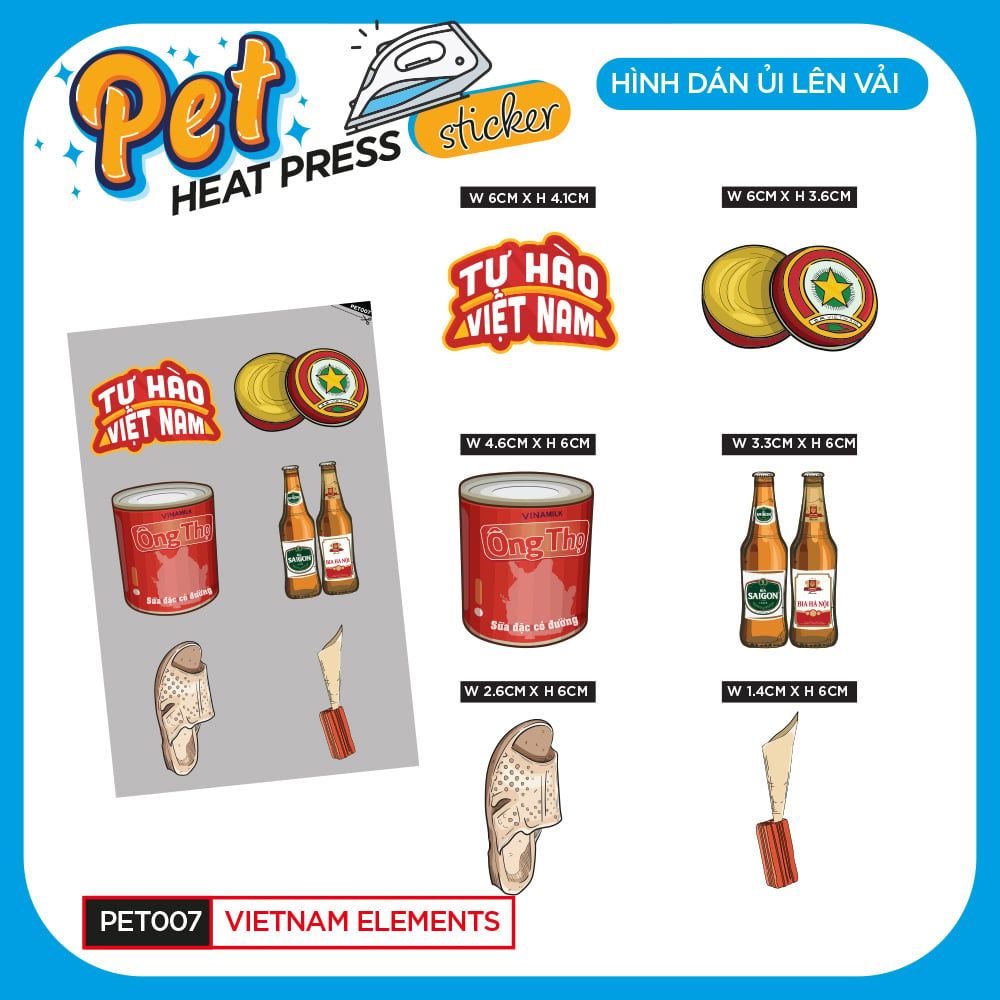PET007 - VIETNAM ELEMENTS - Heatpress sticker - Hình dán chuyển nhiệt