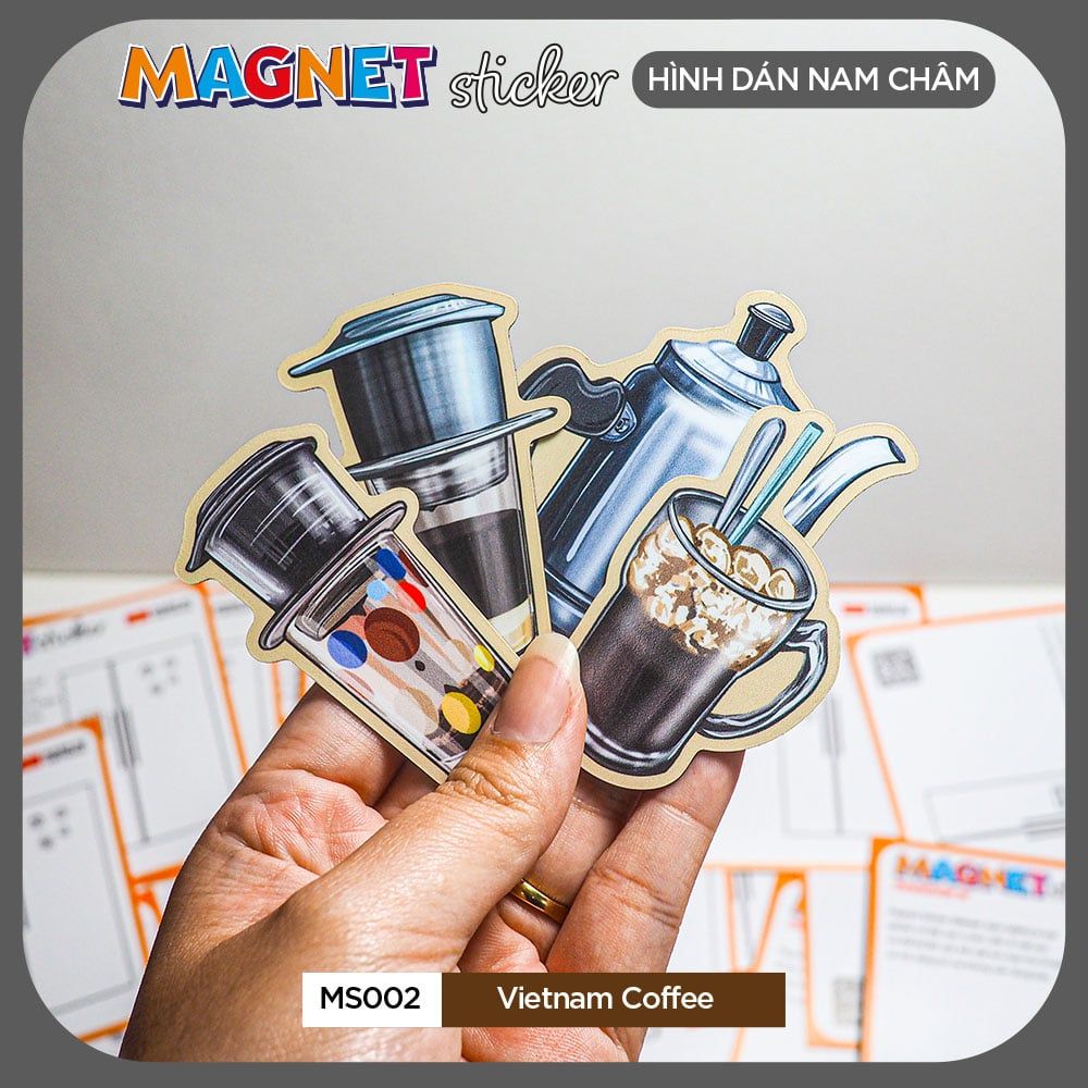 MS002 Vietnam Coffee - Set 4 Magnet Sticker - Hình dán nam châm