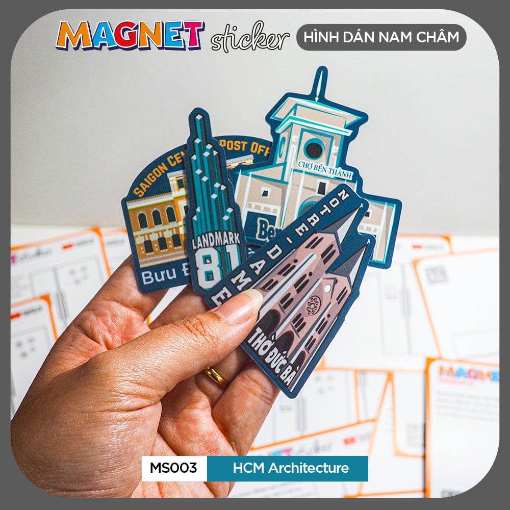 MS003 HCM Architecture - Set 4 Magnet Sticker - Hình dán nam châm