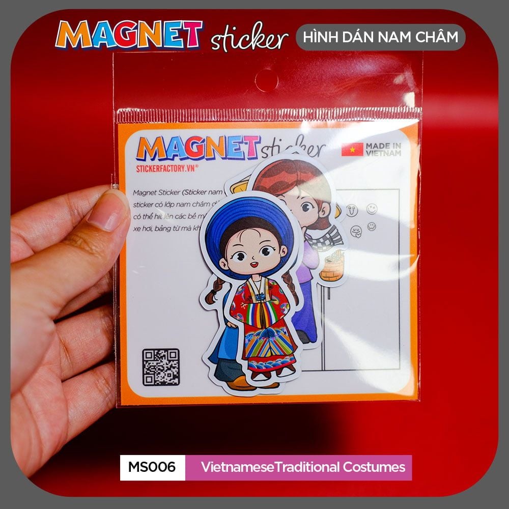 MS006 VietnameseTraditional Costumes - Set 4 Magnet Sticker - Hình dán nam châm