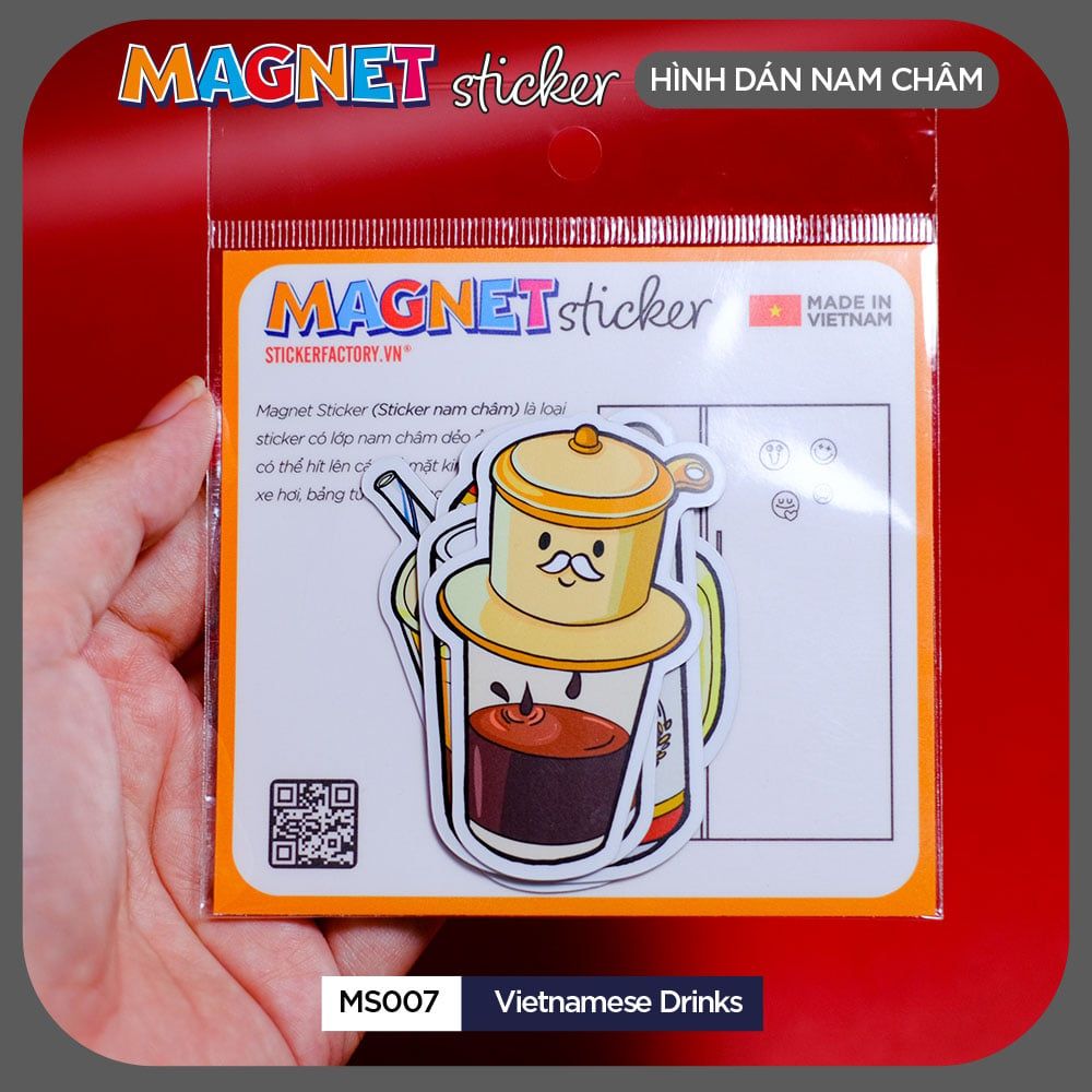 MS007 Vietnamese Drinks - Set 4 Magnet Sticker - Hình dán nam châm