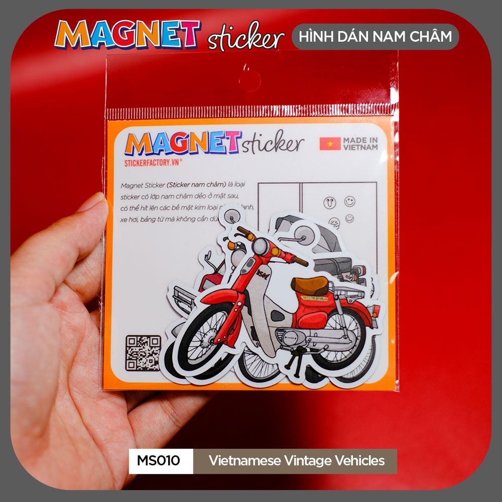 MS010 Vietnamese Vintage Vehicles - Set 4 Magnet Sticker - Hình dán nam châm