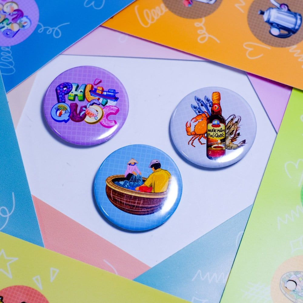 BUTT004 Phú Quốc - Set 3 Button Pin - Huy hiệu nhựa tròn