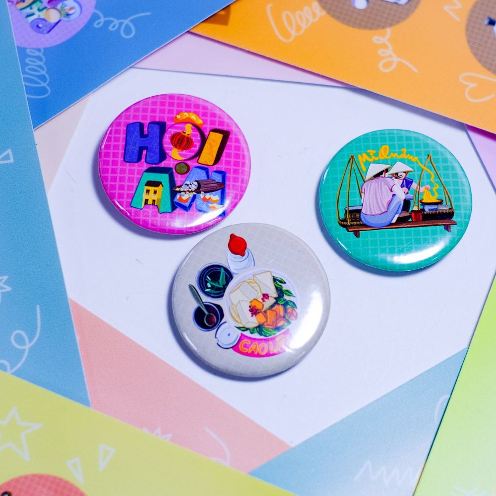 BUTT003 Hội An - Set 3 Button Pin - Huy hiệu nhựa tròn