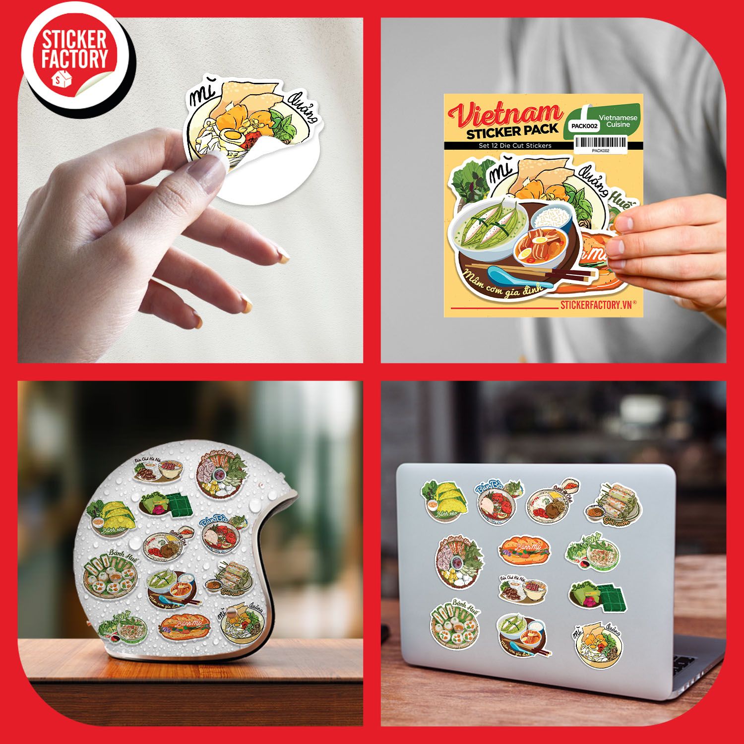 PACK002 Vietnamese Cuisine - Set 12 Die Cut Sticker Pack