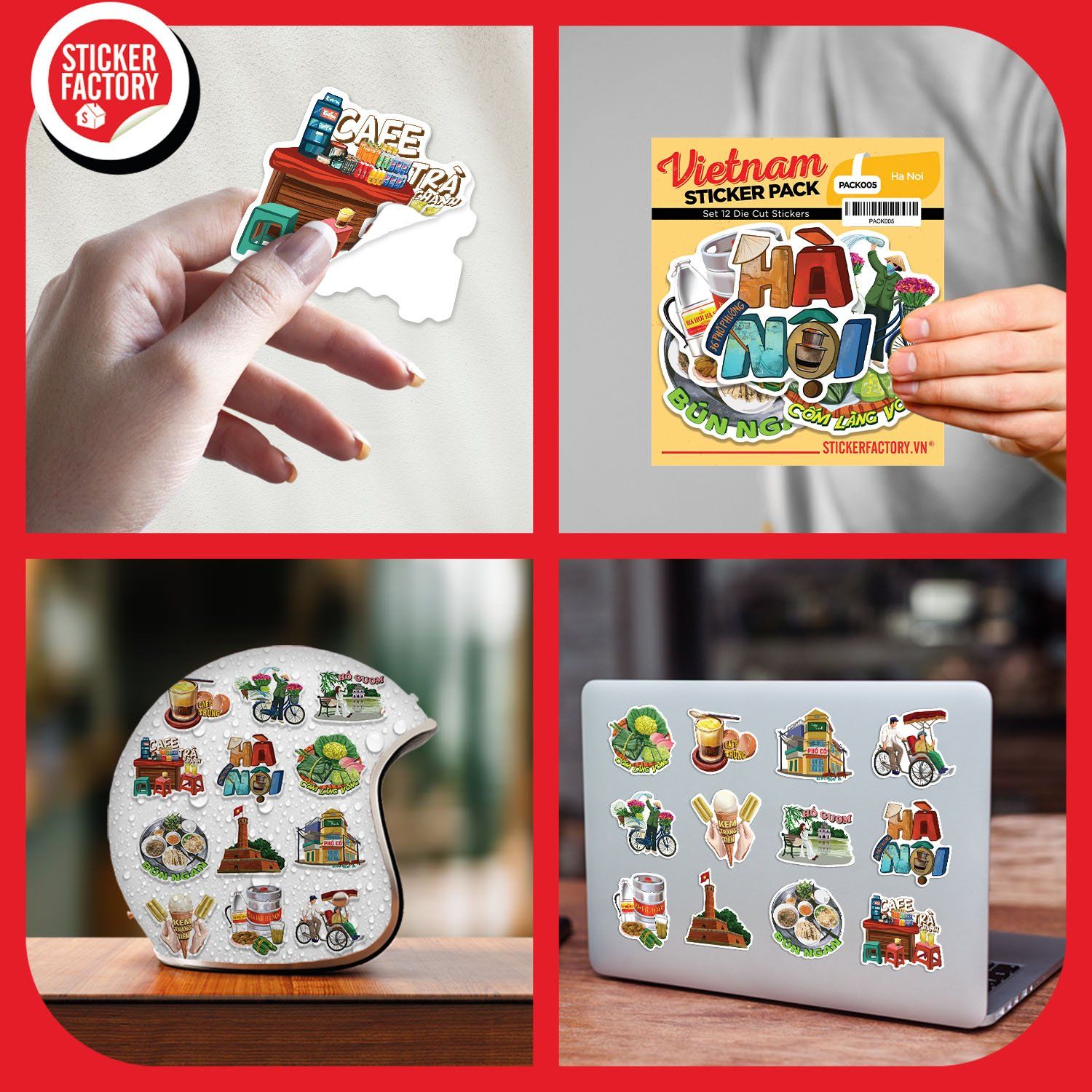PACK005 Ha Noi - Set 12 Die Cut Sticker Pack