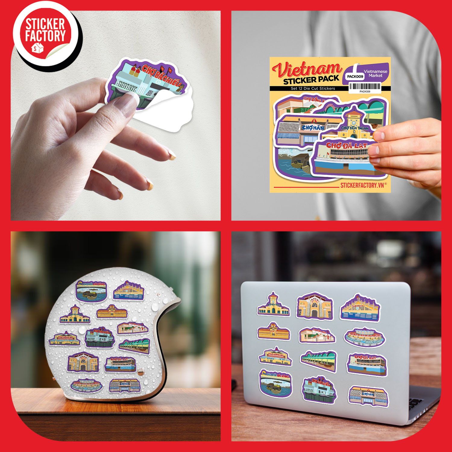 PACK009 Vietnamese Market - Set 12 Die Cut Sticker Pack