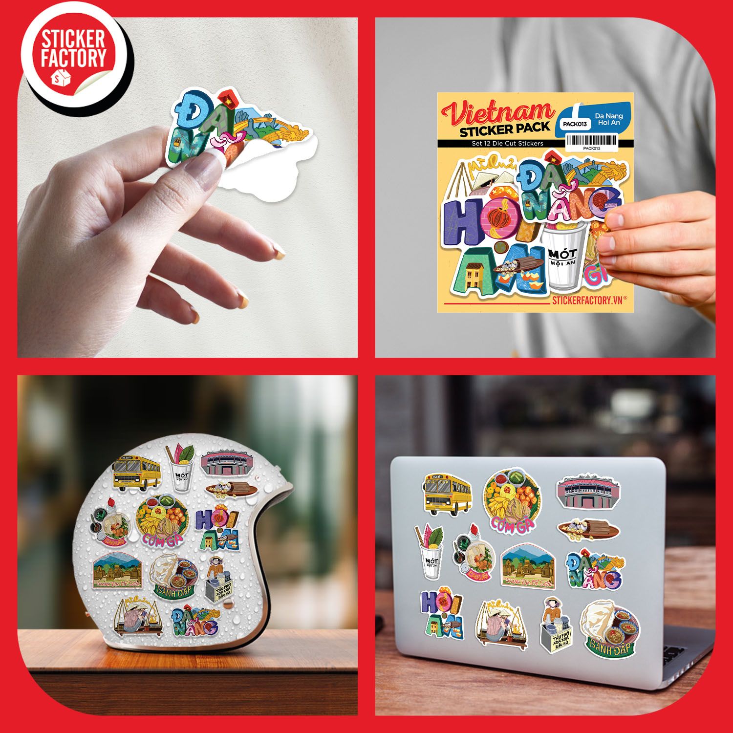 PACK013 Da Nang Hoi An - Set 12 Die Cut Sticker Pack