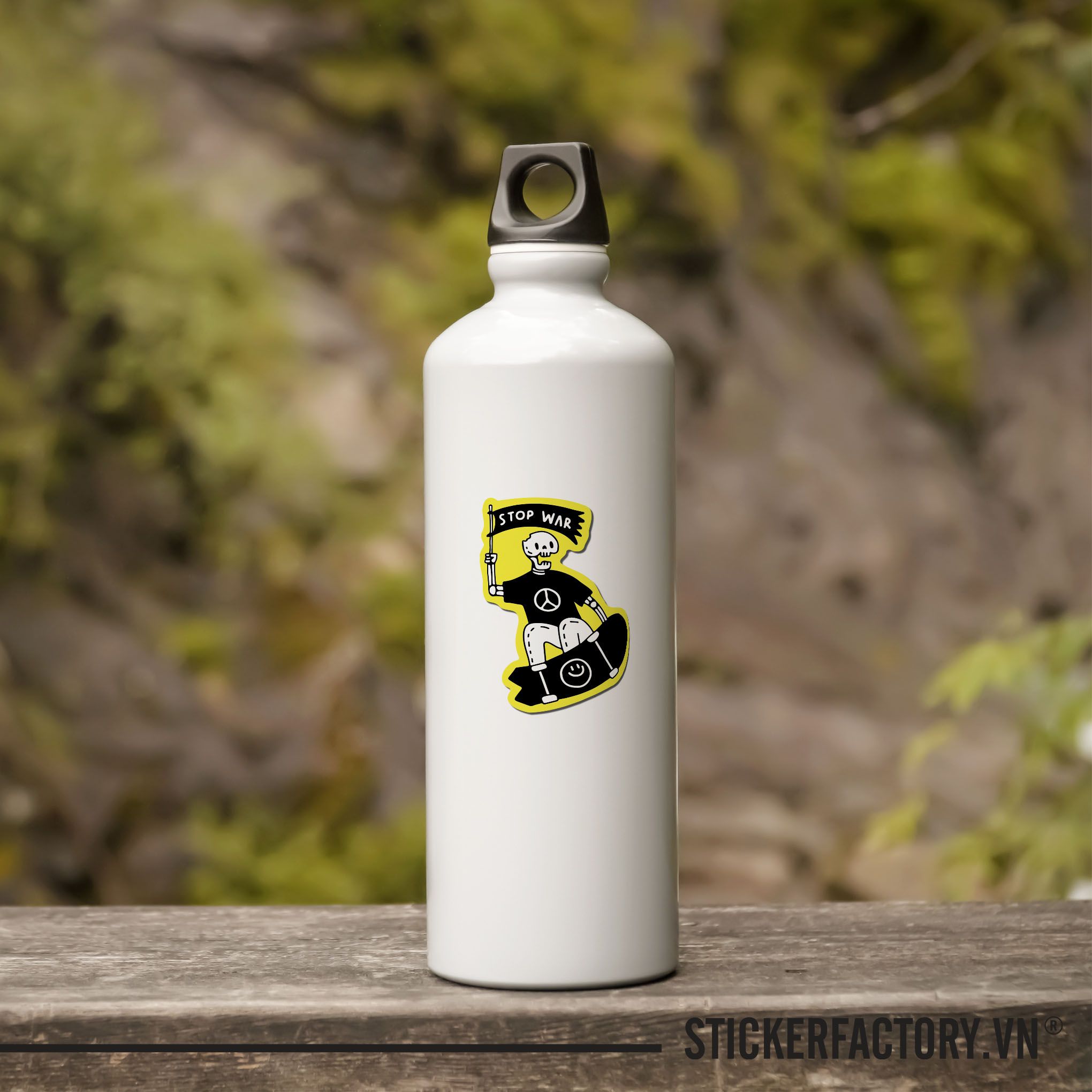 STOP WAR SKELETON 7cm - Sticker Die-cut hình dán cắt rời