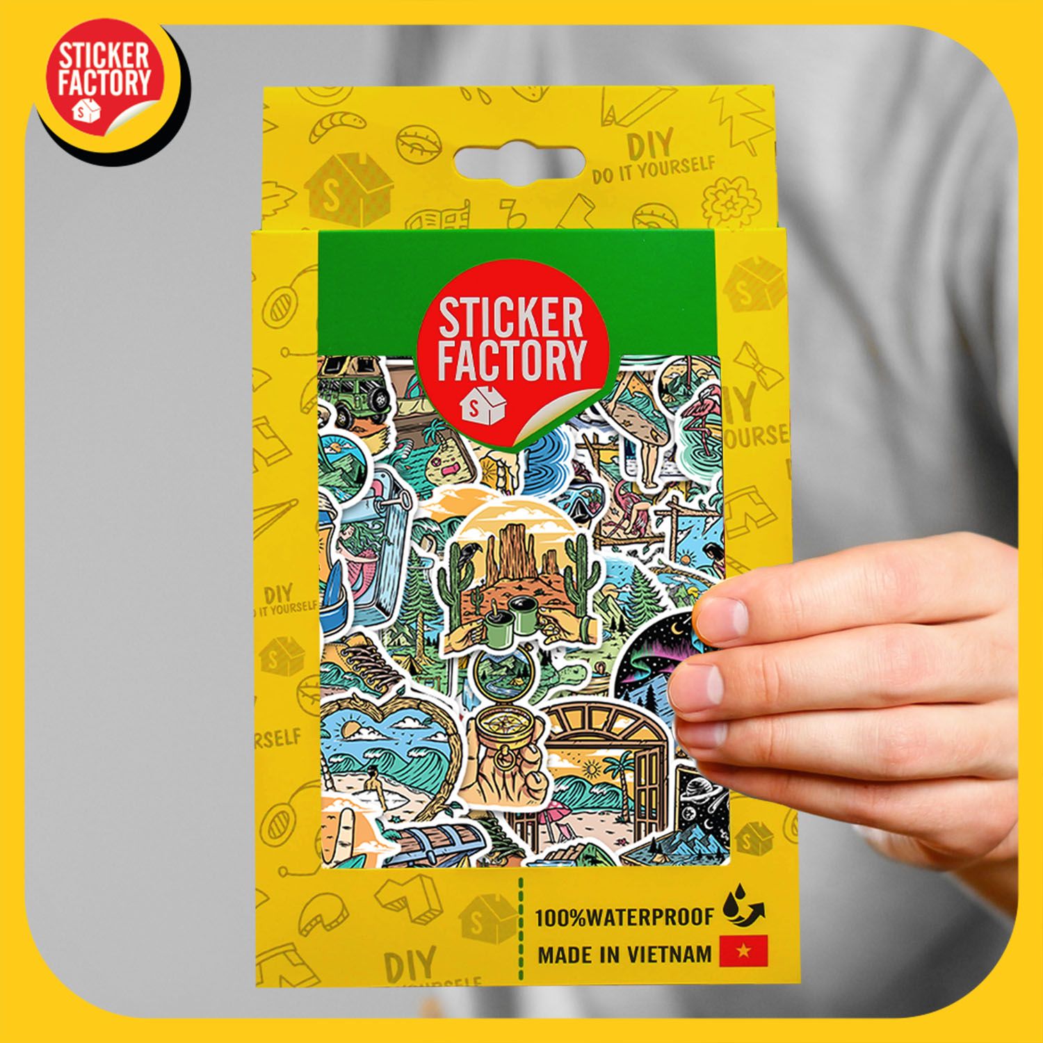 Outdoor Travel- Set 100 sticker hình dán