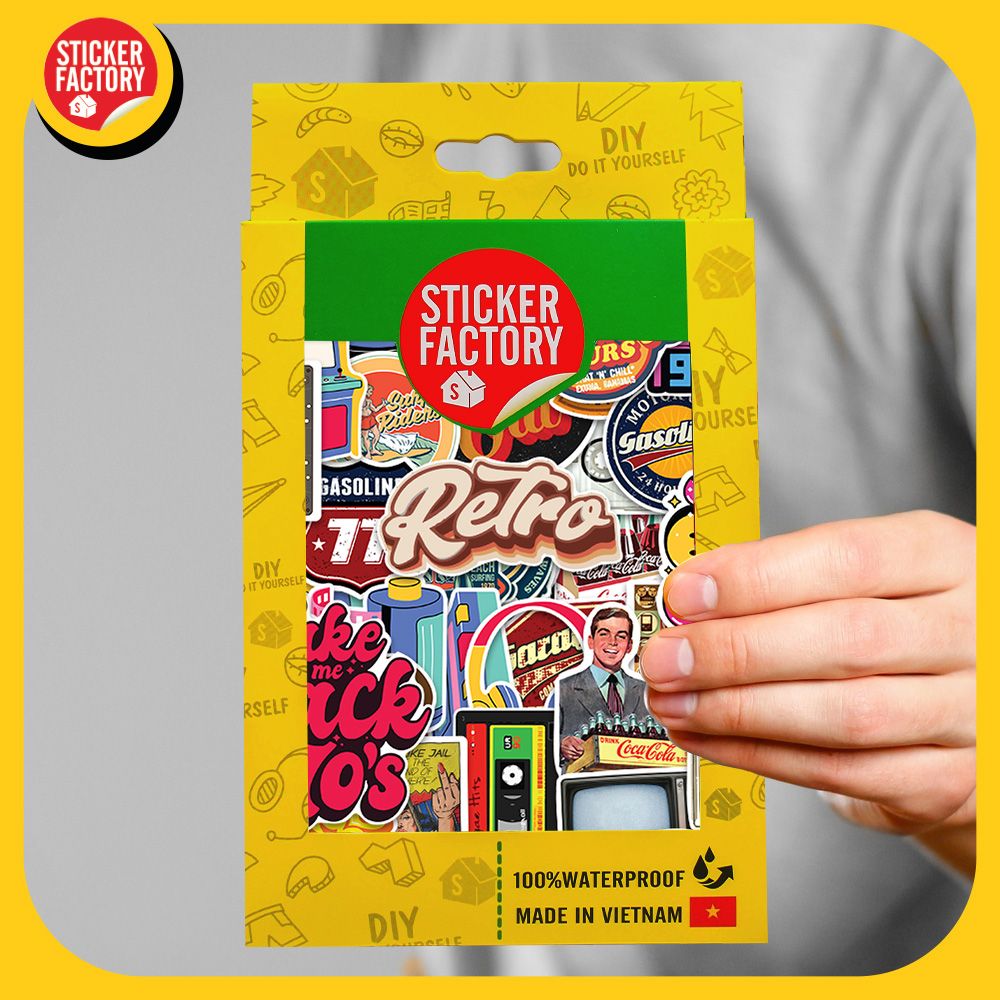 Retro Vintage cổ điển - Set 100 sticker hình dán