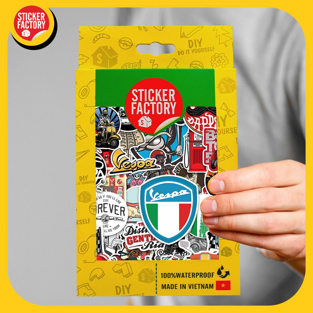 Vespa - Set 100 sticker hình dán