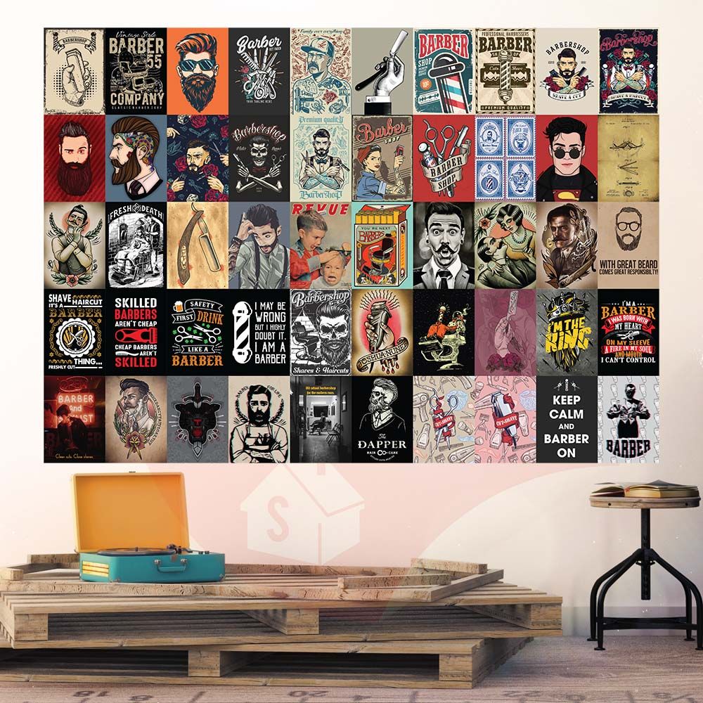BARBER - Set 50 Poster A4 dán tường trang trí
