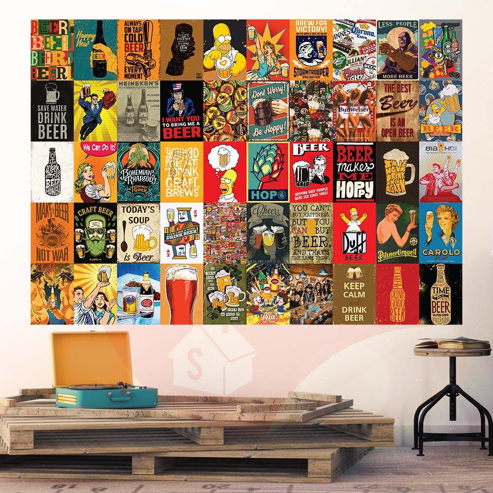 BEER - Set 50 Poster A4 dán tường trang trí