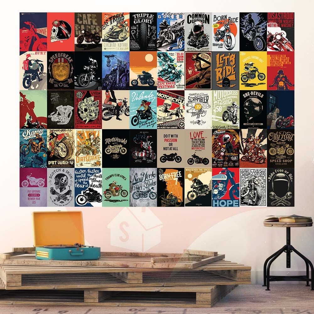 BIKER - Set 50 Poster A4 dán tường trang trí
