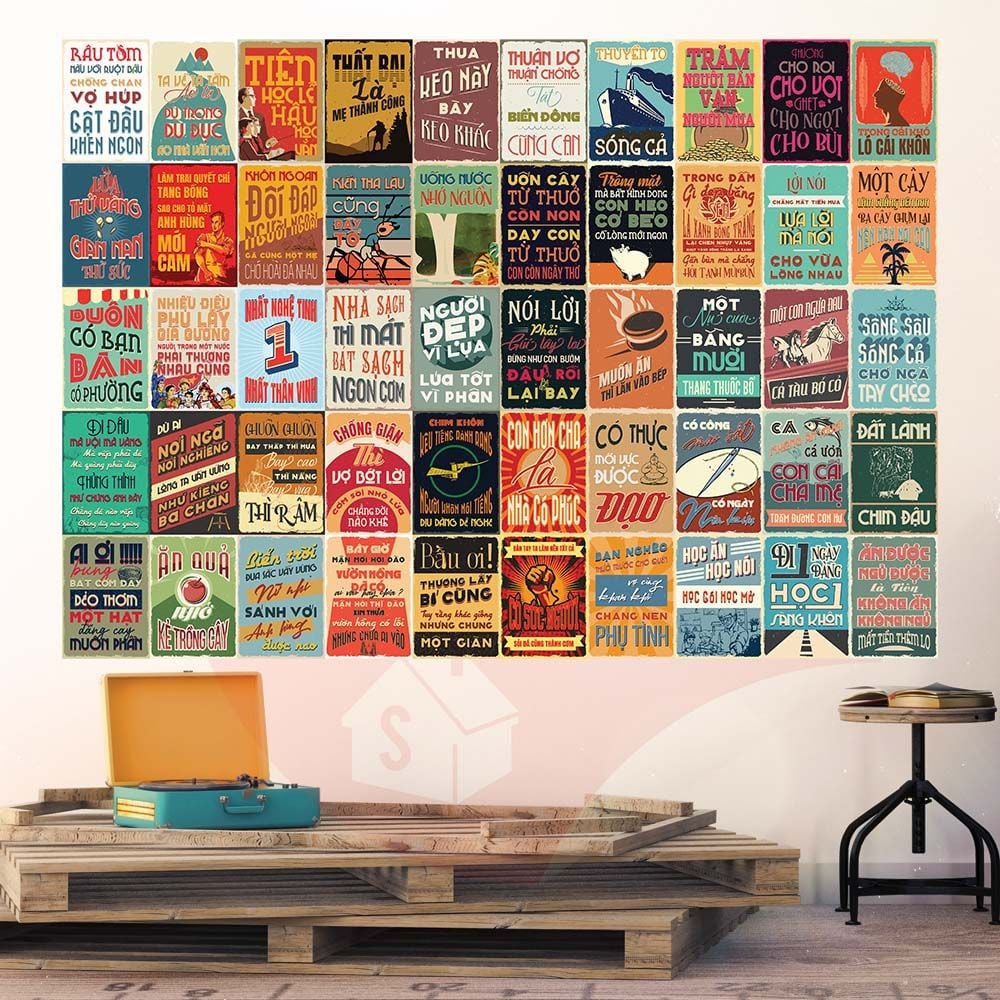 PROPAGANDA CA DAO TỤC NGỮ VIỆT NAM - Set 50 Poster A4 dán tường trang trí