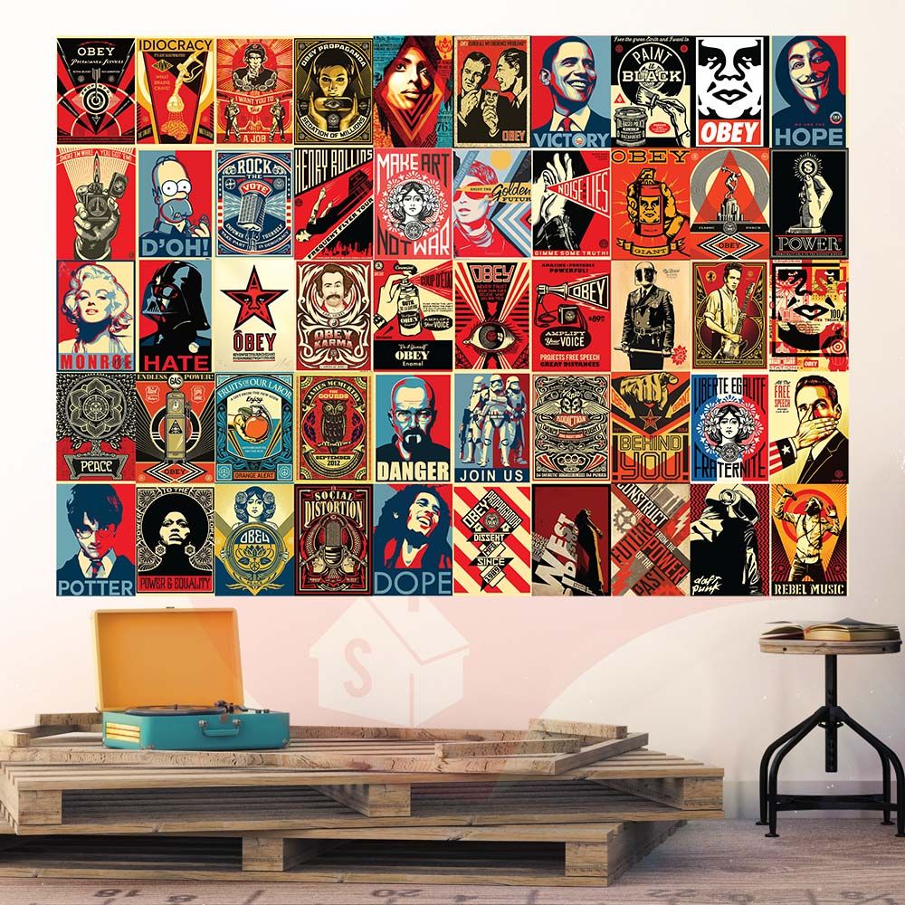 OBEY - Set 50 Poster A4 dán tường trang trí
