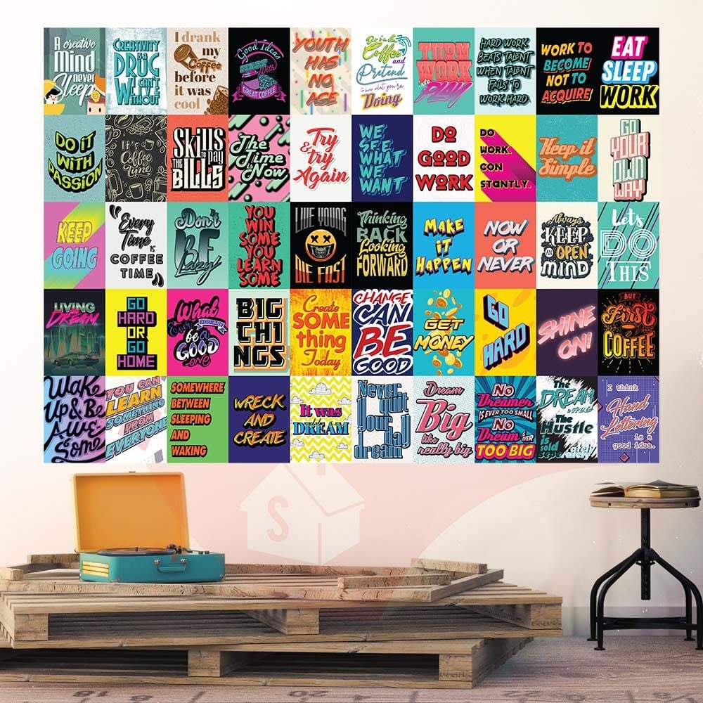 TYPOGRAPHY - Set 50 Poster A4 dán tường trang trí