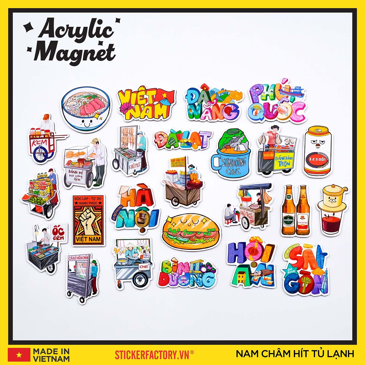 AM0009 Xe Bán Bánh Tráng Trộn - Nam châm hít tủ lạnh Acrylic Magnet