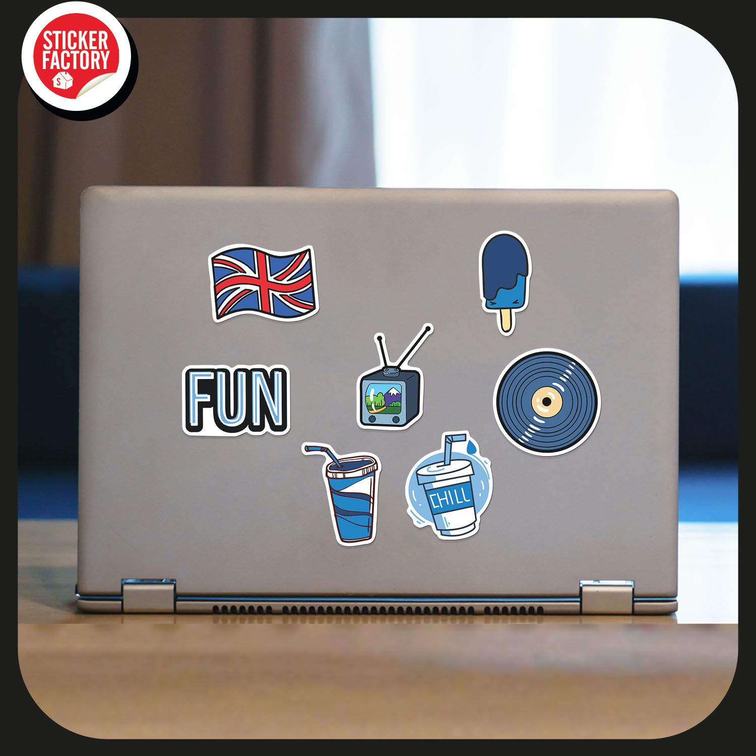Blue Color - Set 30 sticker hình dán