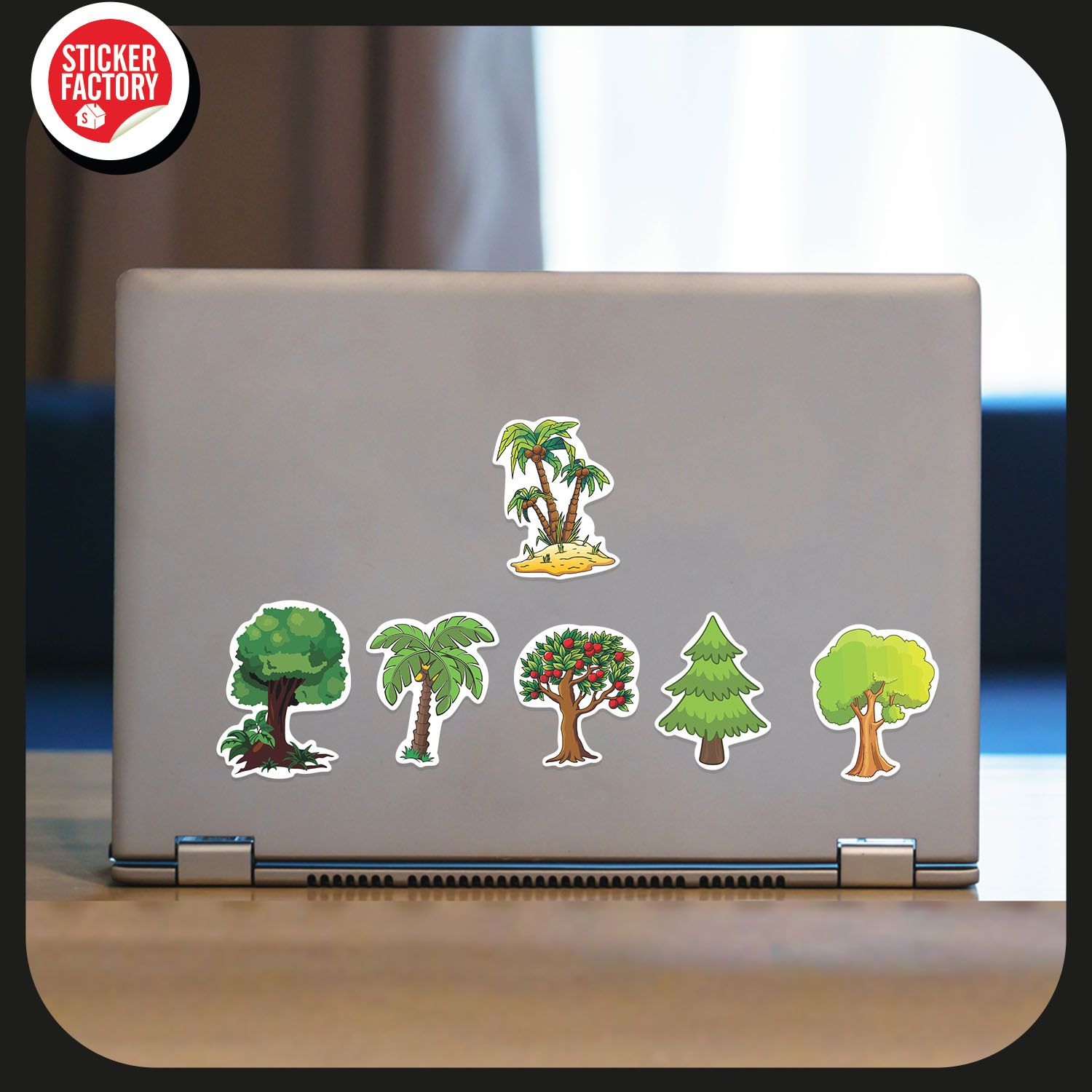 Green Tree Flower - Set 30 sticker hình dán