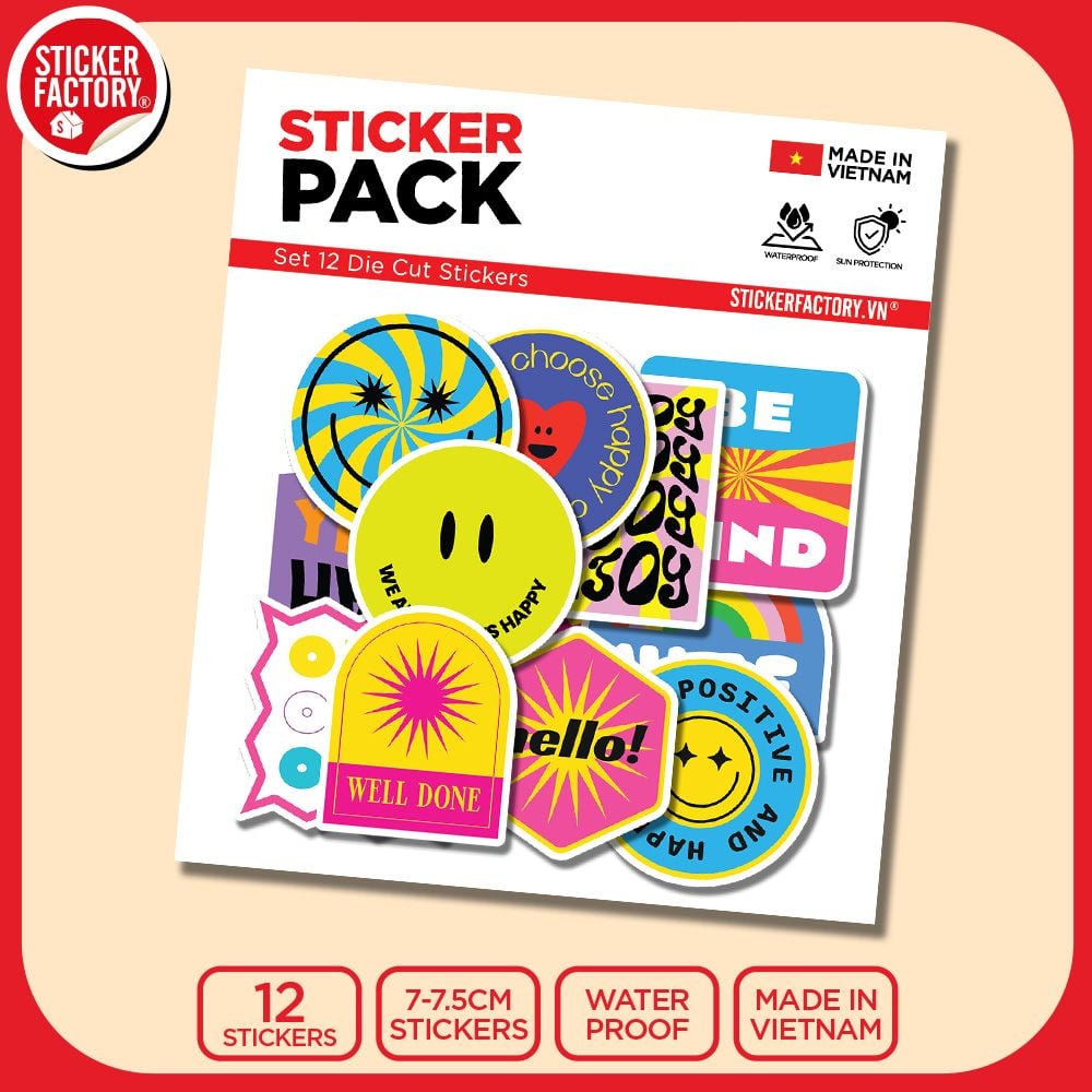 SET12003 COOL TRENDY – Set 12 Die Cut Sticker Pack