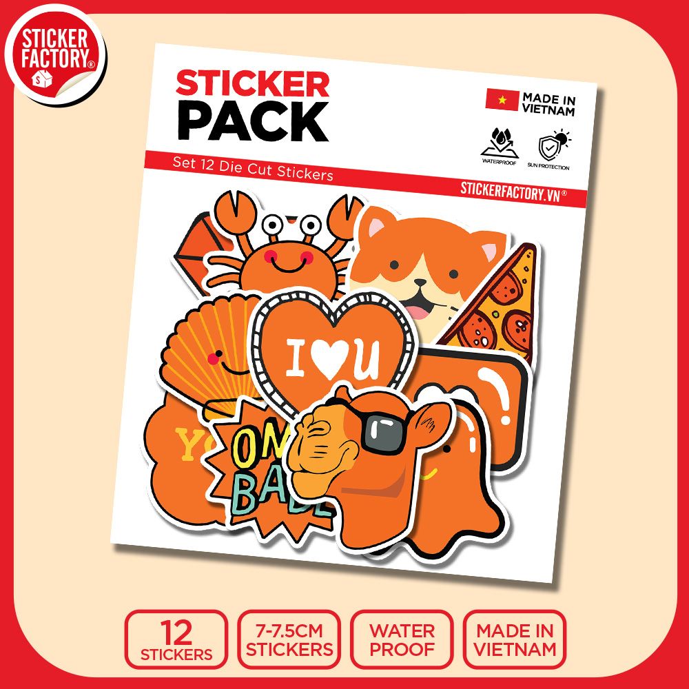 SET12006 MÀU CAM – Set 12 Die Cut Sticker Pack