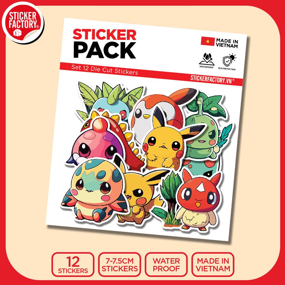 SET12008 ĐỘNG VẬT VUI VẺ – Set 12 Die Cut Sticker Pack