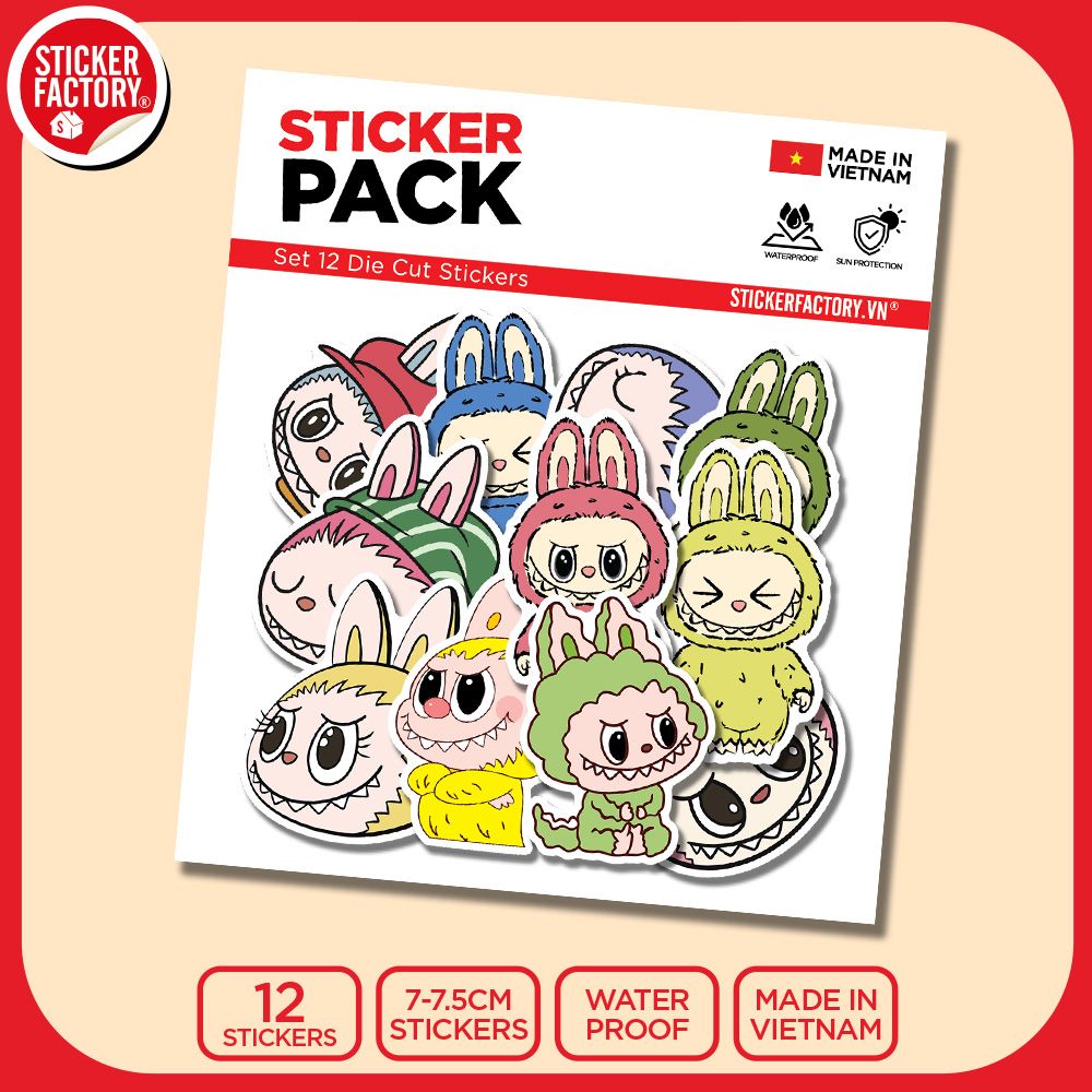 SET12015 LABUBU – Set 12 Die Cut Sticker Pack